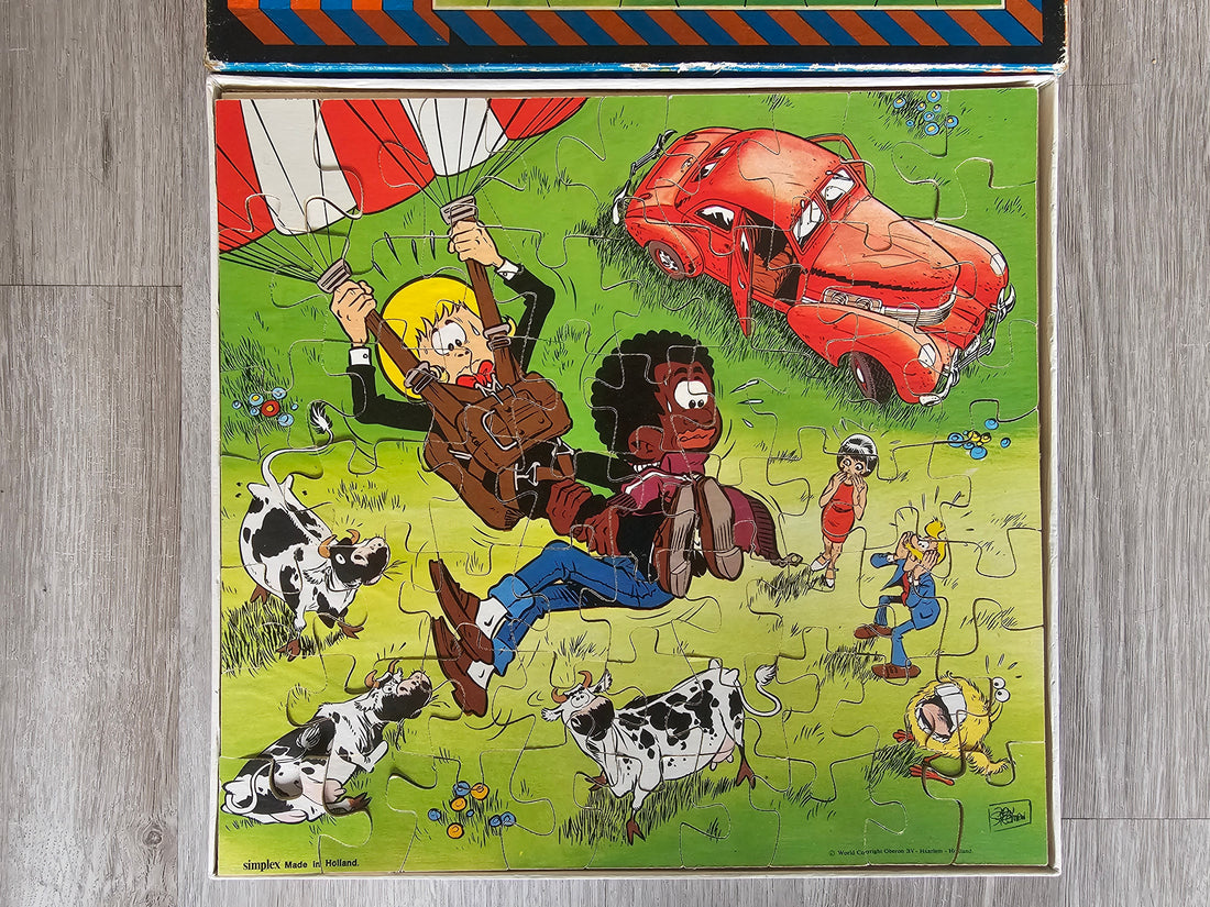 Simplex houten puzzel Sjors en Sjimmie parachutte