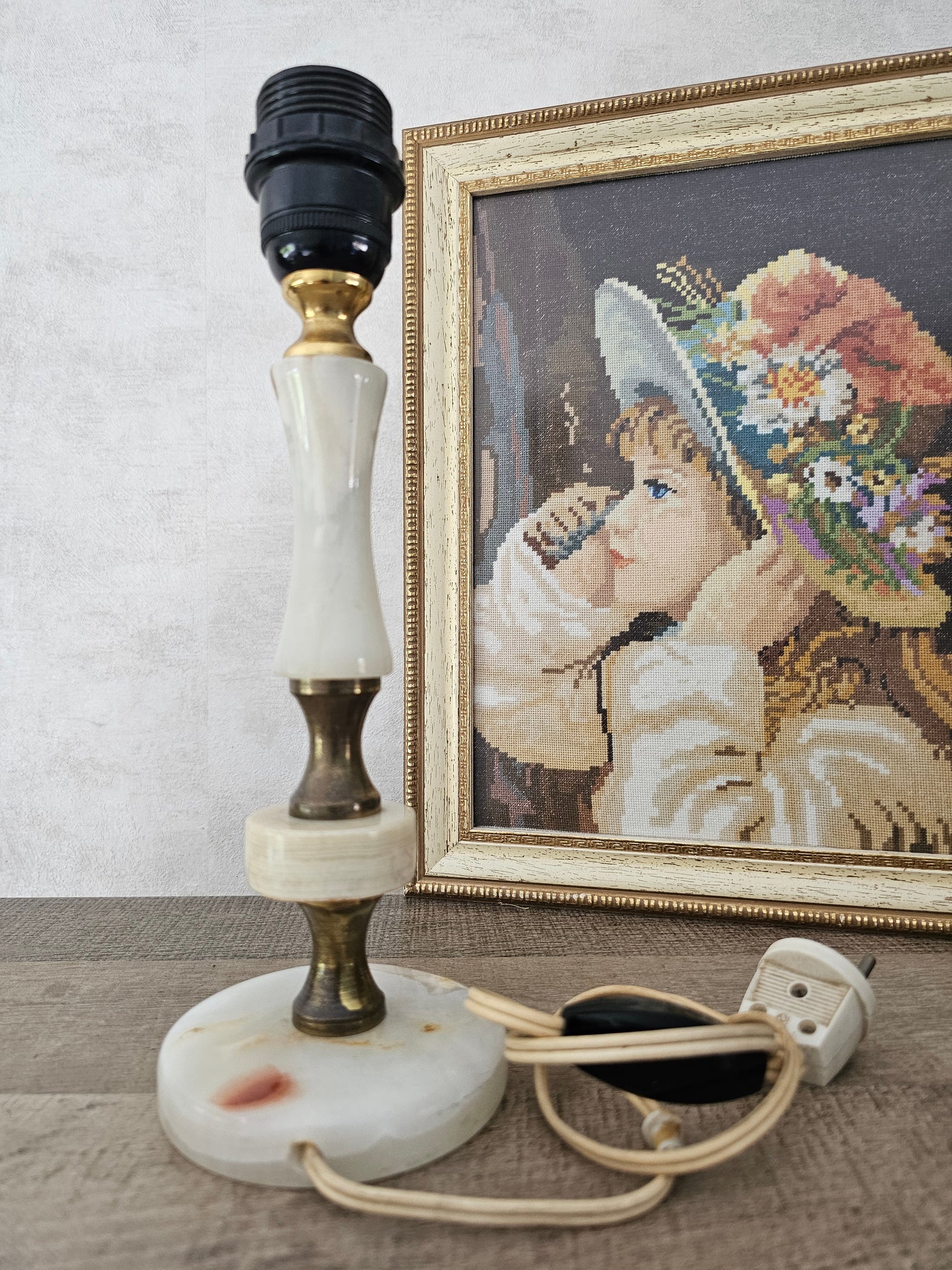 Marmeren messing  lampenvoet