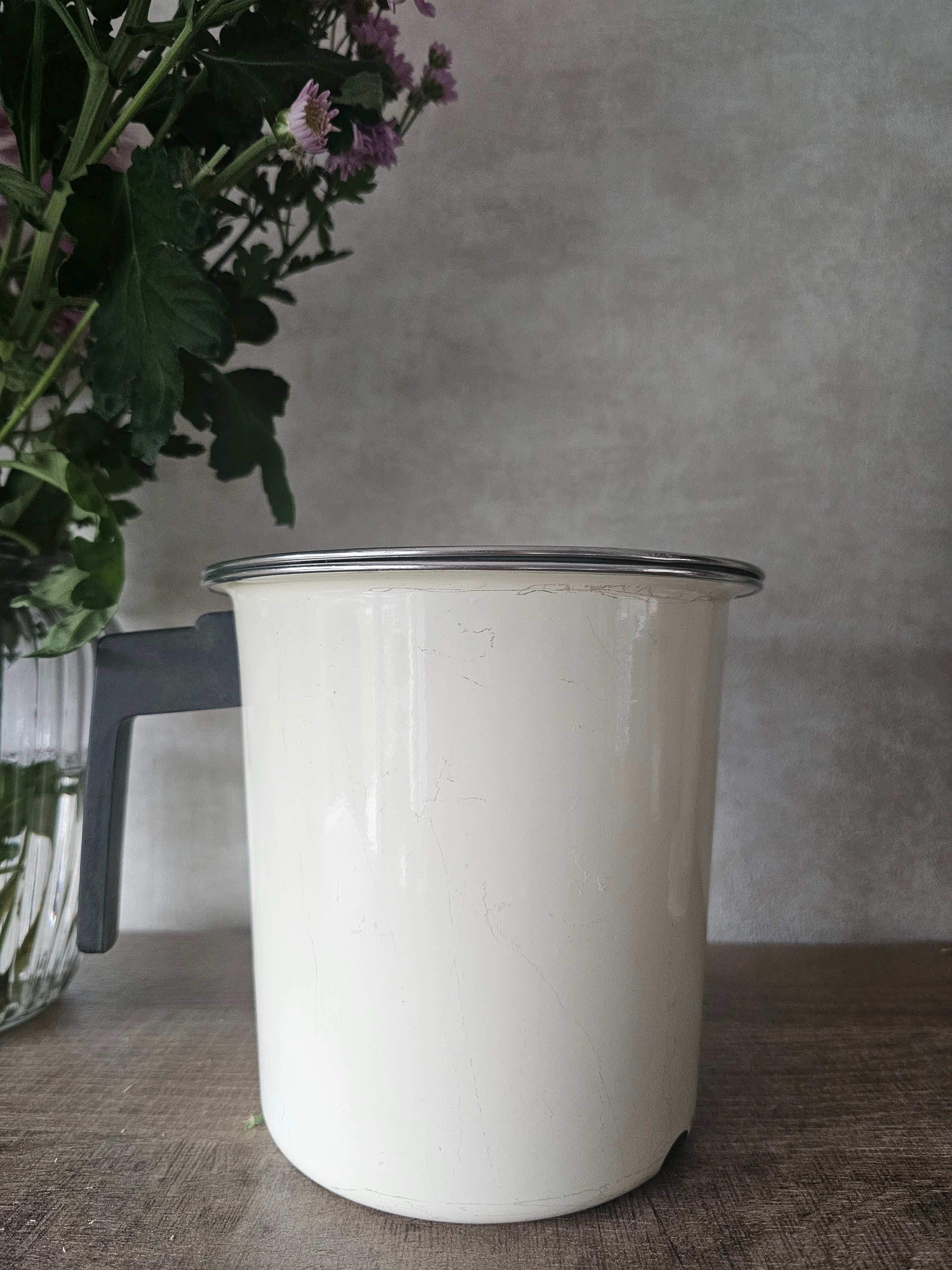 Emaille melk koker met deksel