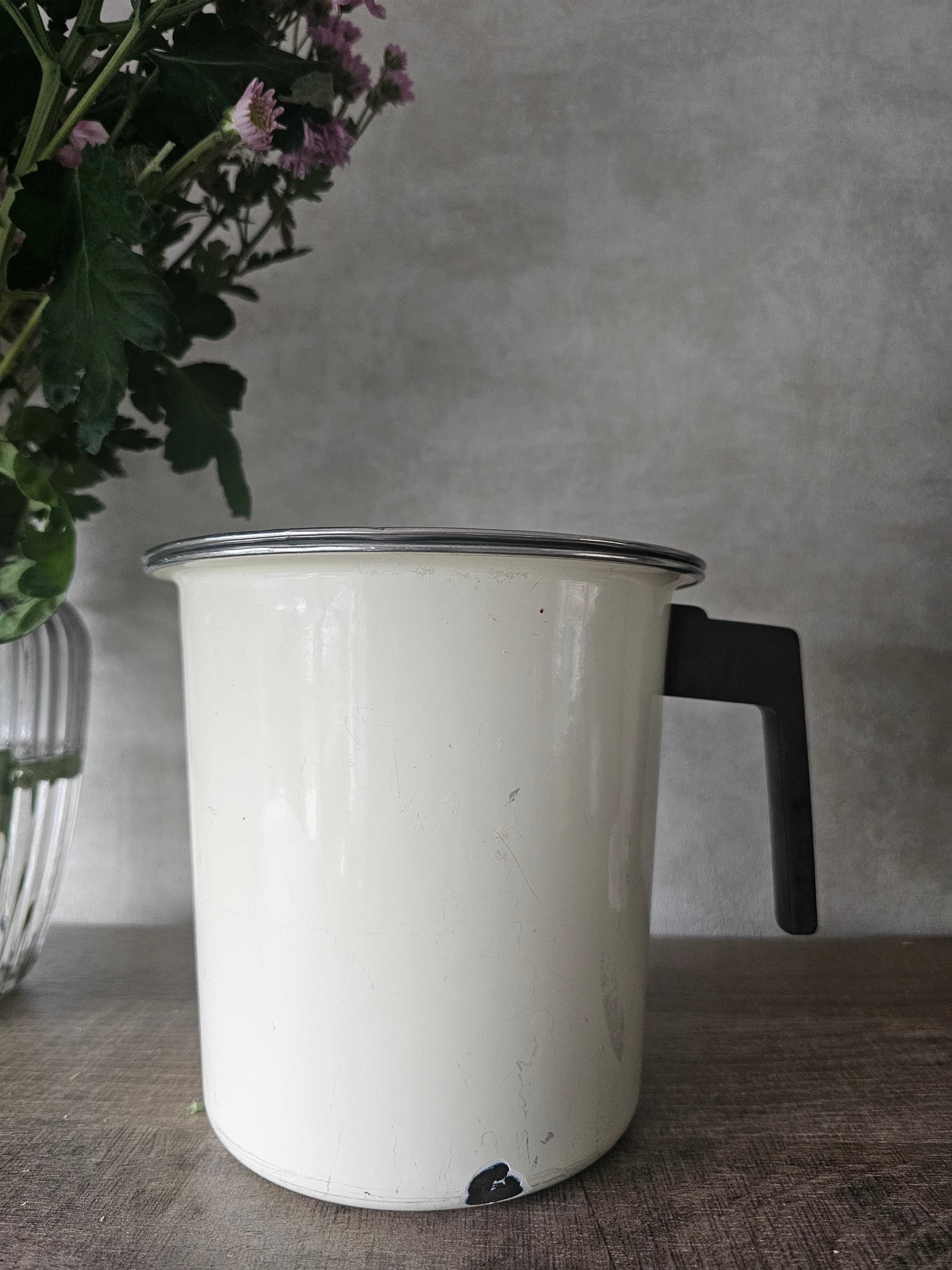 Emaille melk koker met deksel