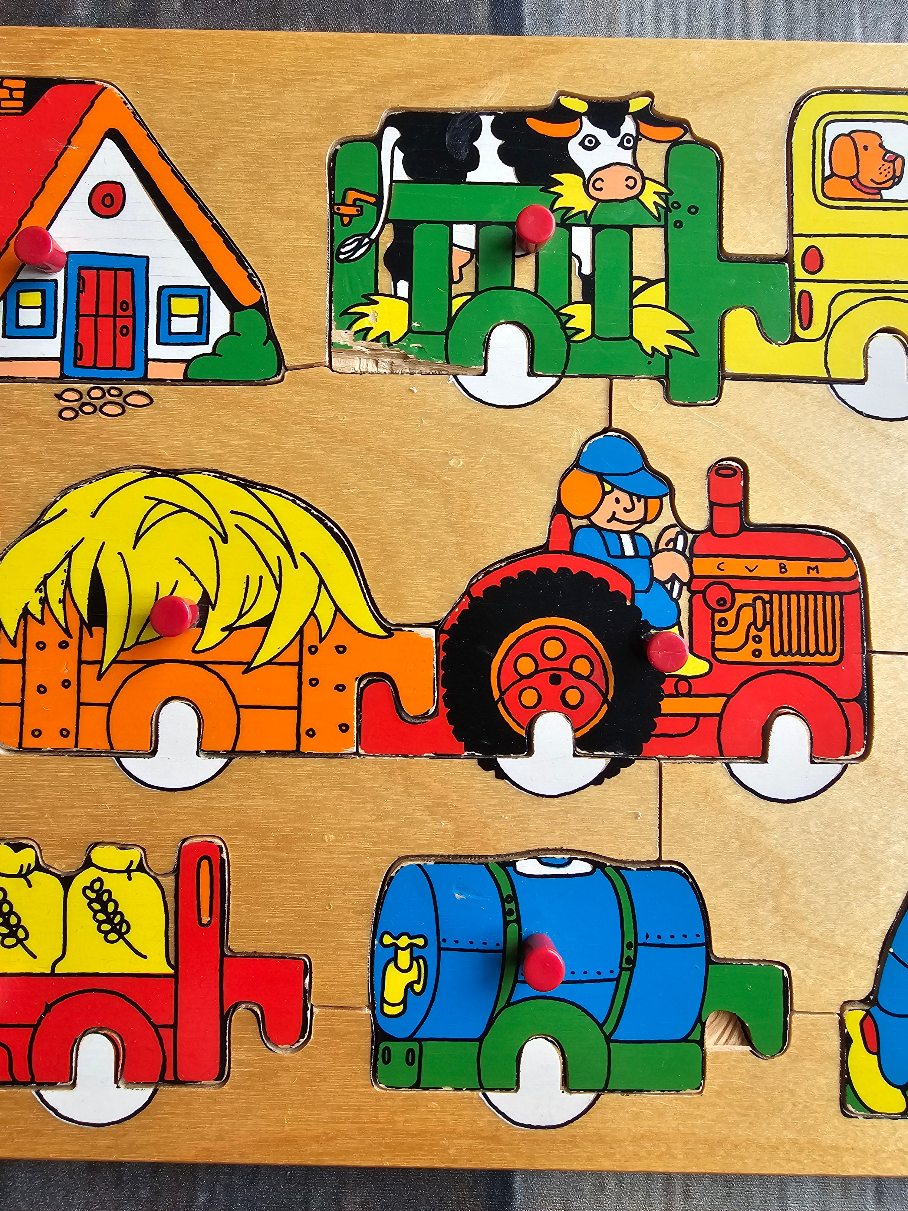 Simplex houten puzzel boerderij + wielen