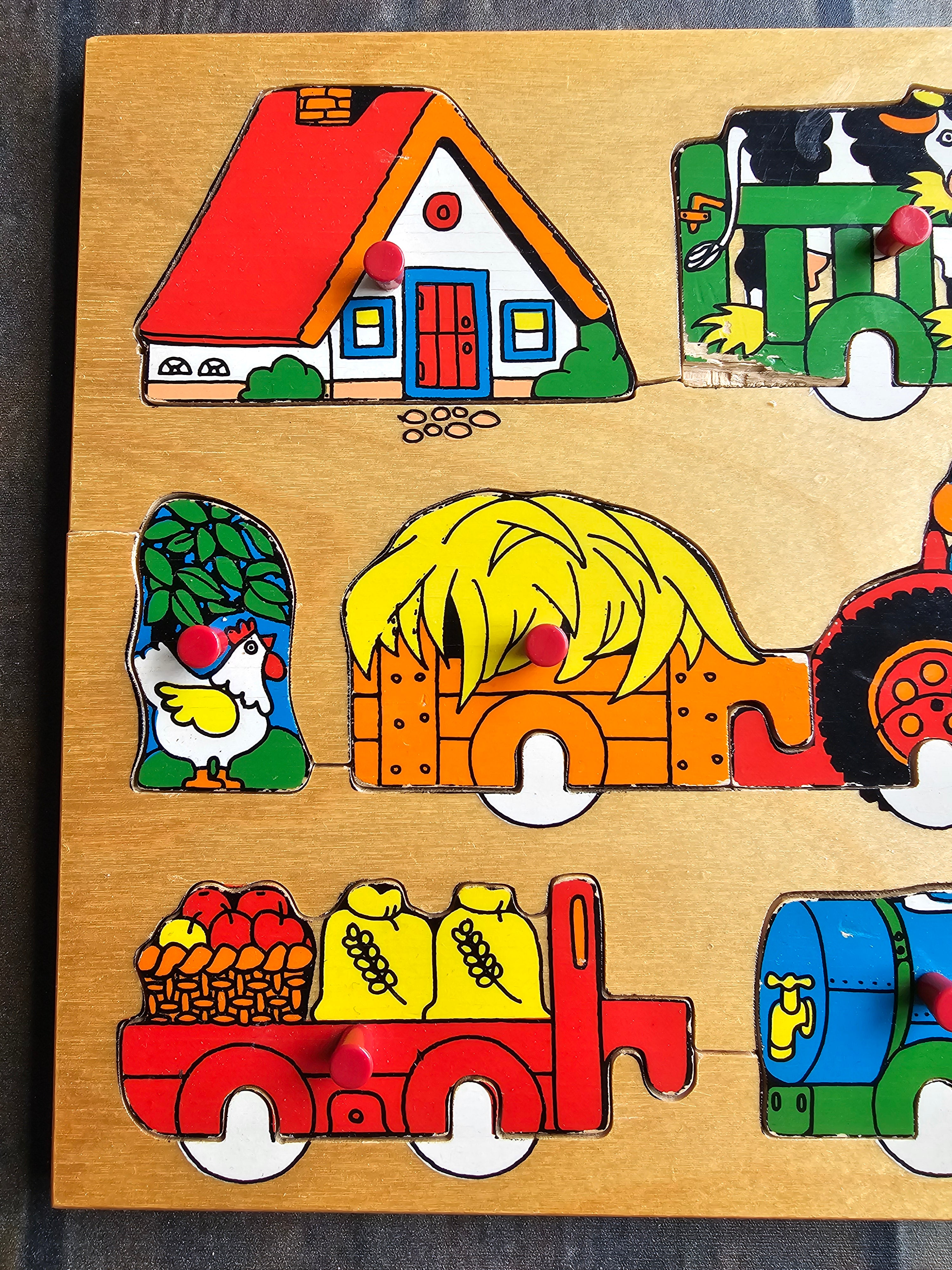 Simplex houten puzzel boerderij + wielen