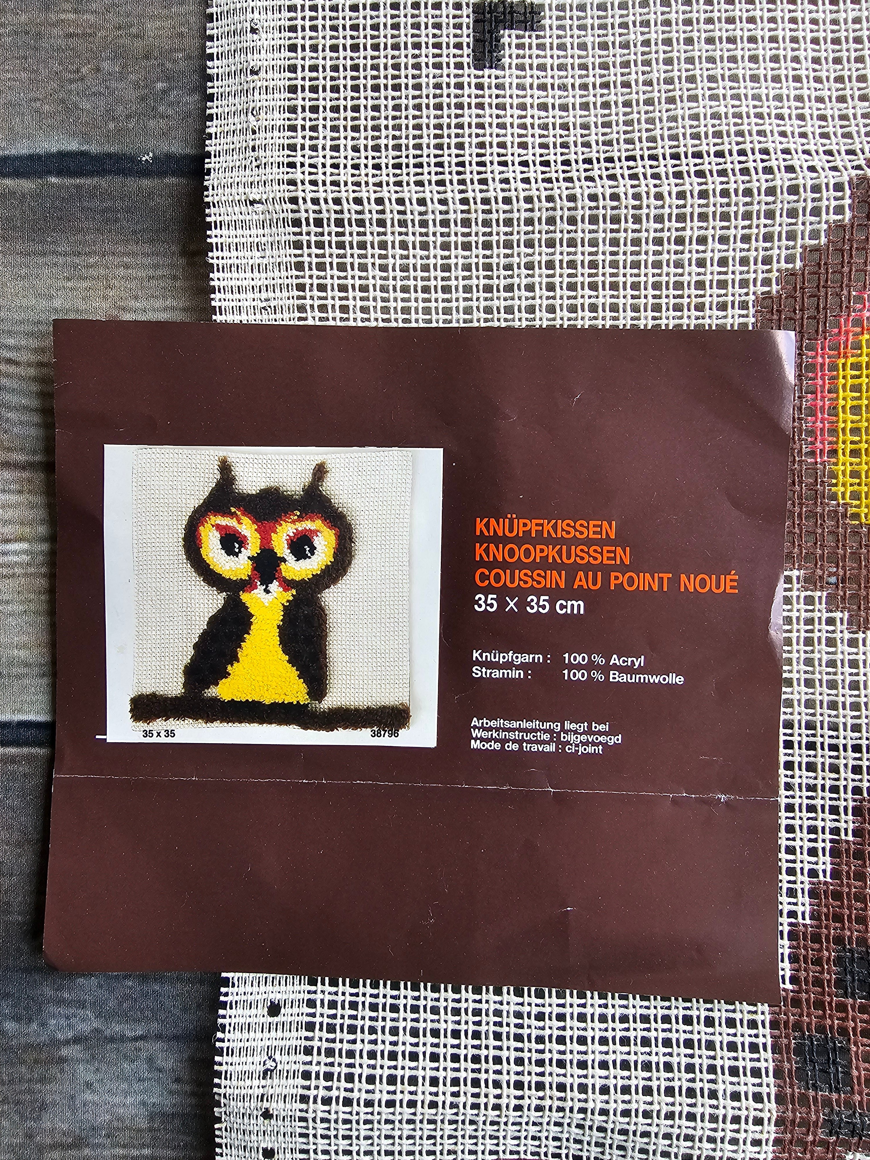 Handwerkpakket knoopkussen smyrna wol uil