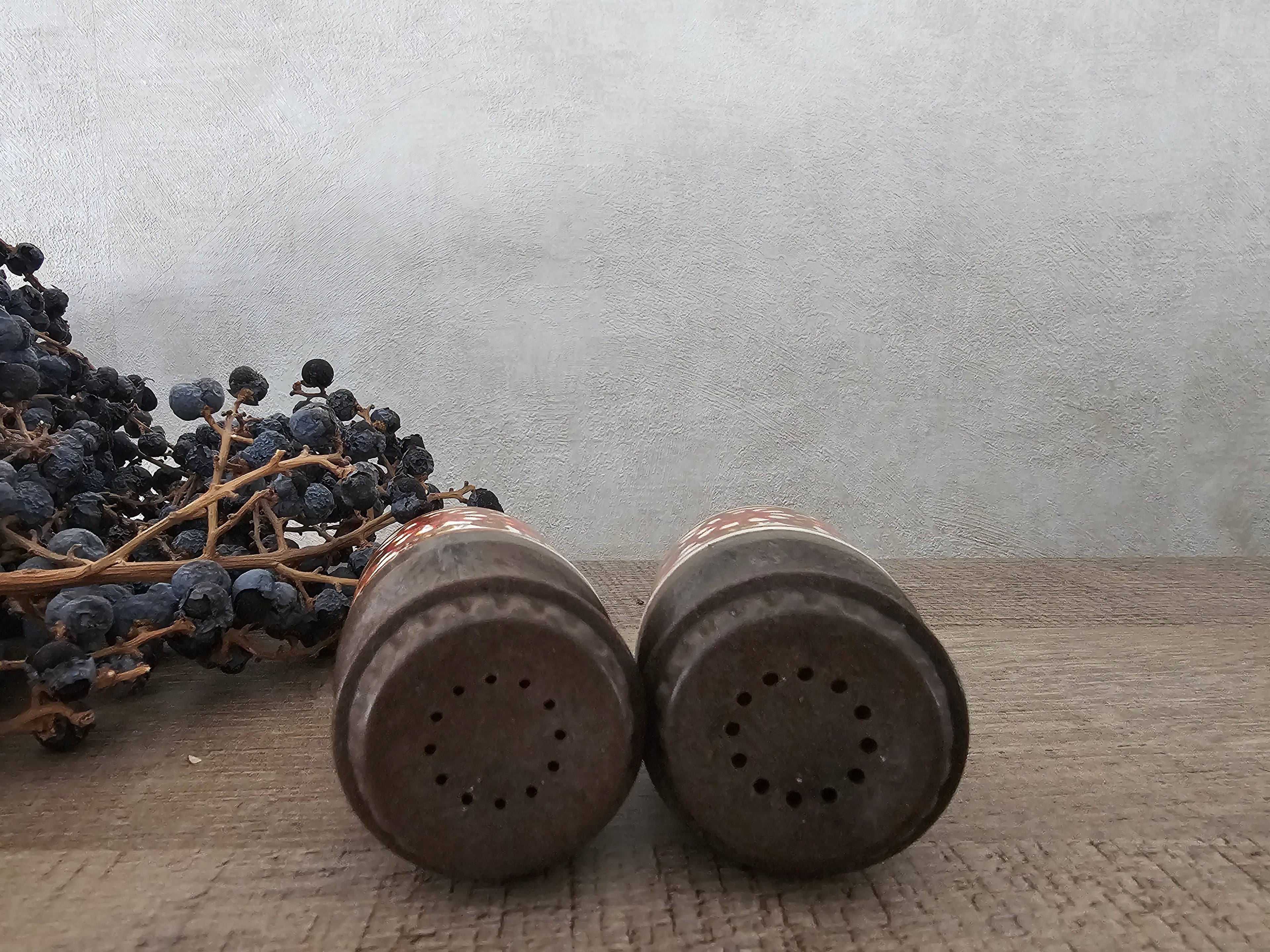 Vintage kunststof peper en zout stel