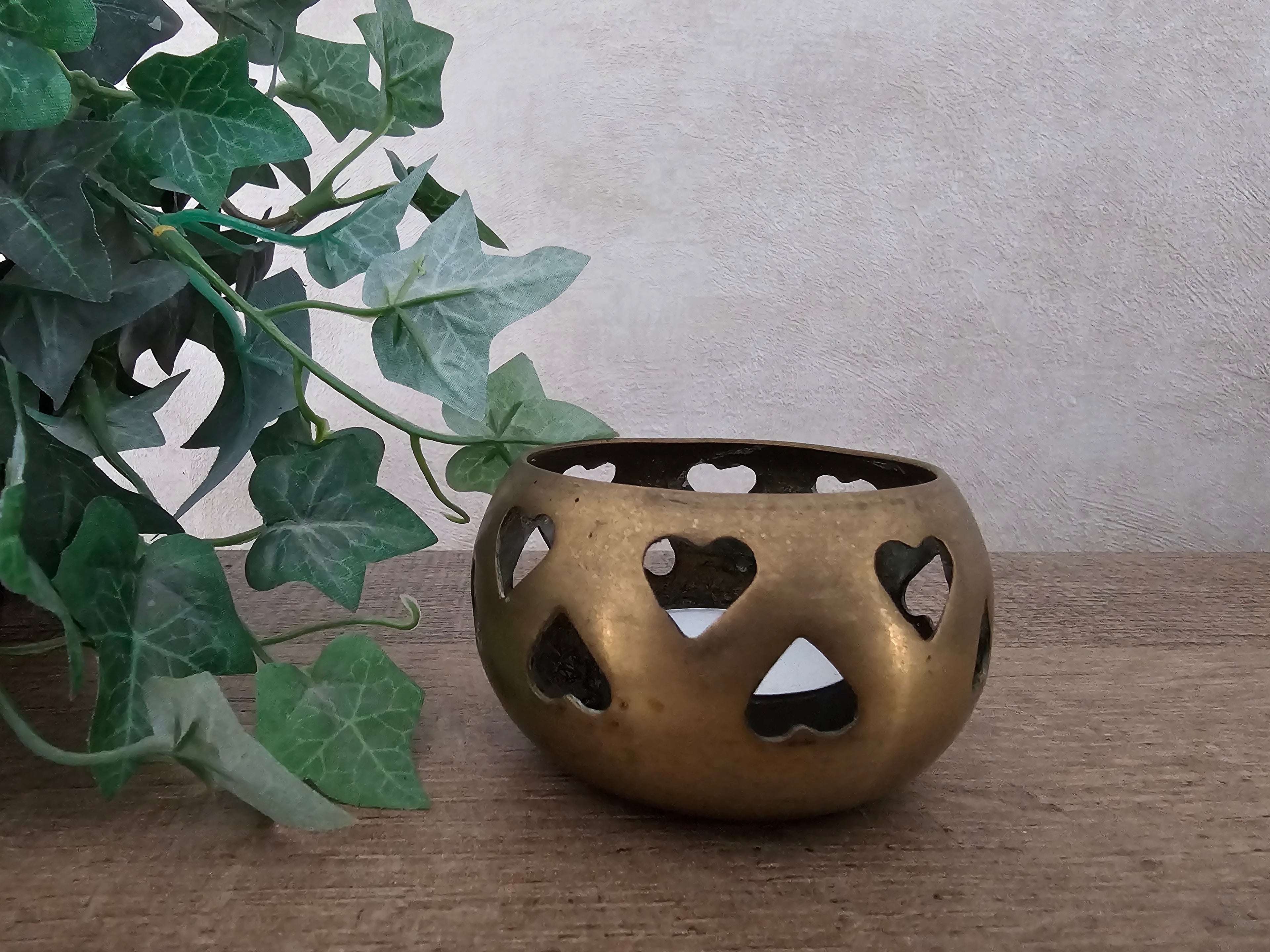 Messing waxinelichthouder "hartjes"