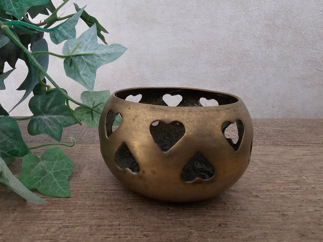 Messing waxinelichthouder "hartjes"