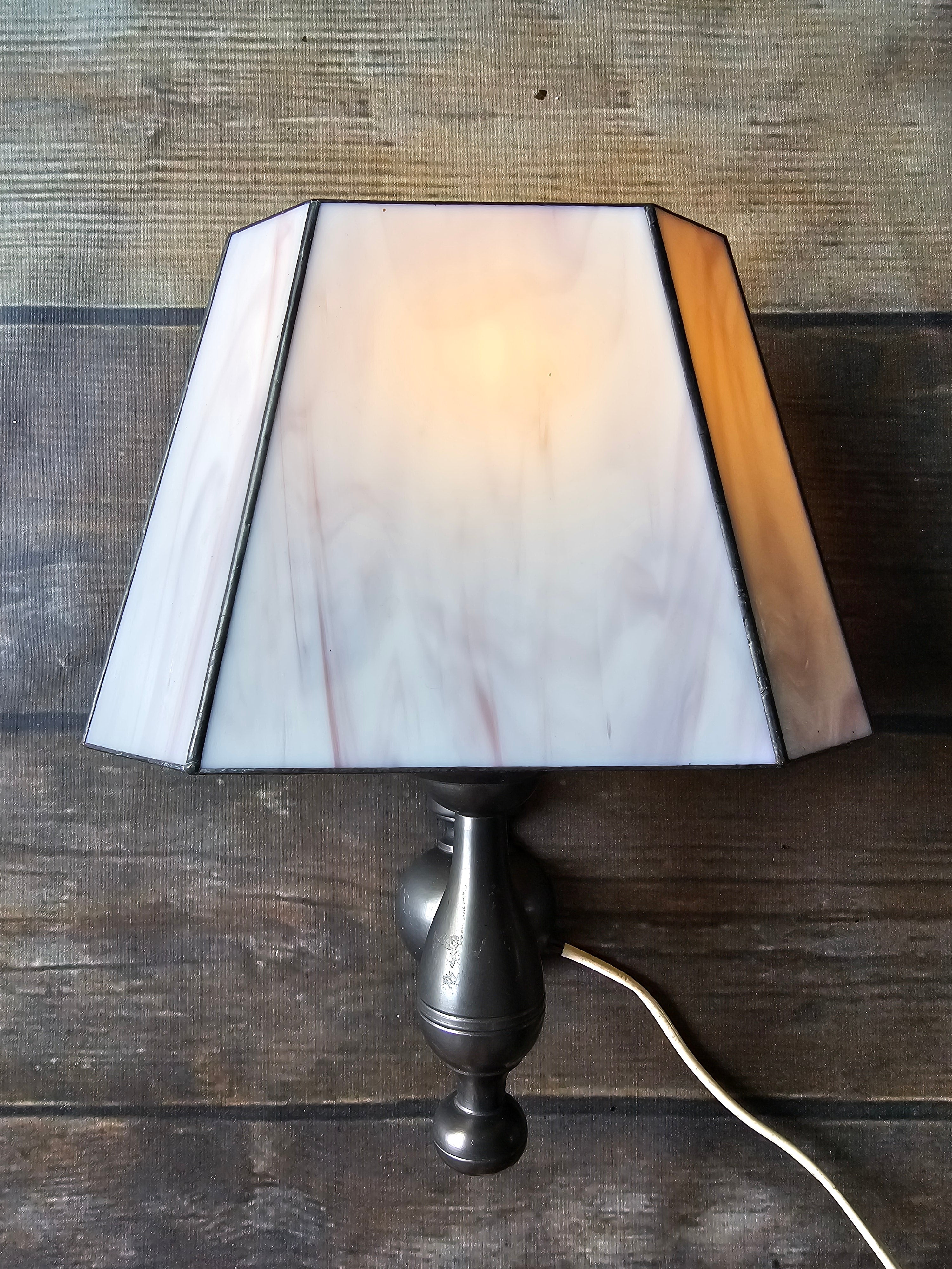 Vintage glas in lood wandlamp
