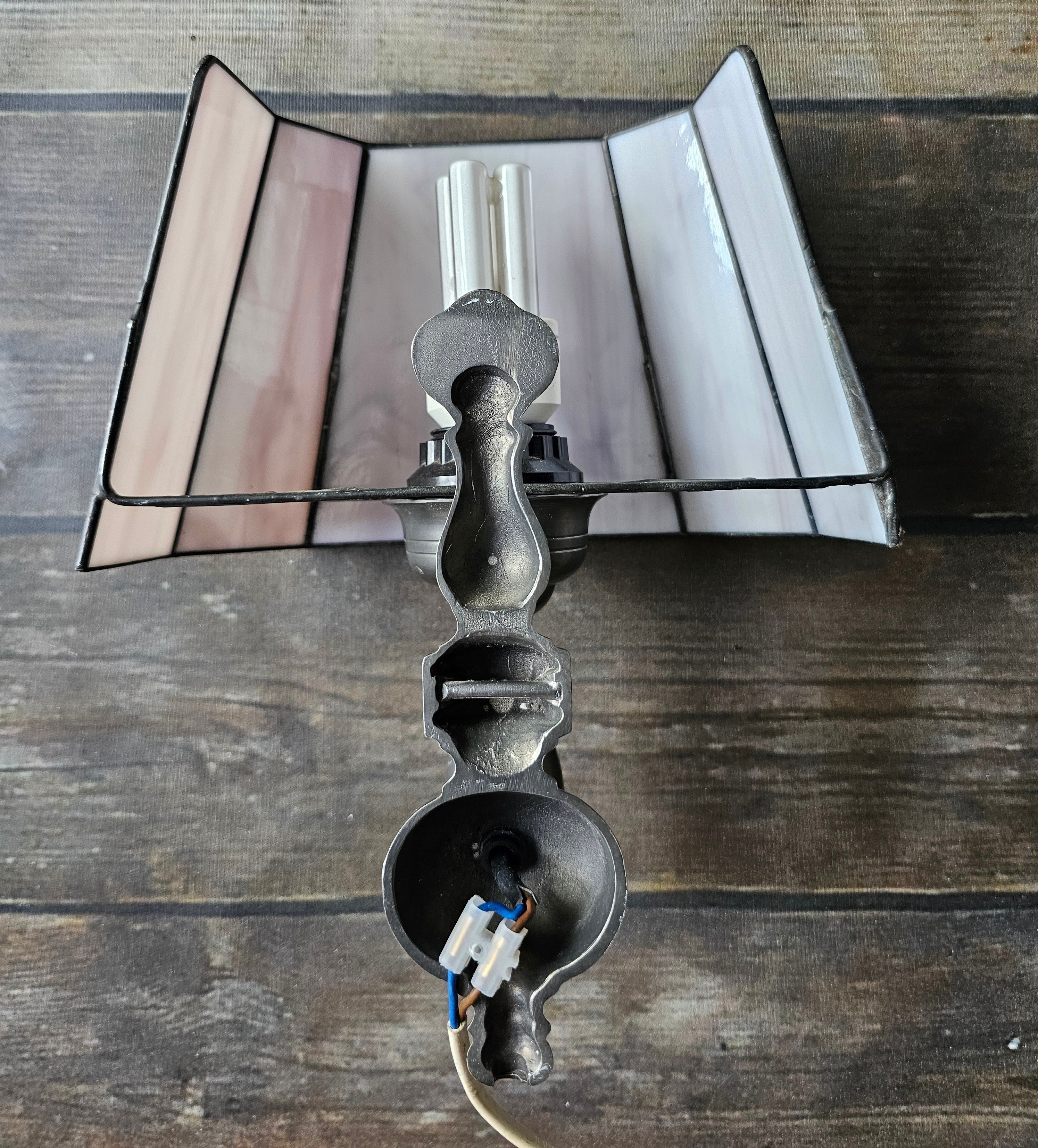 Vintage glas in lood wandlamp