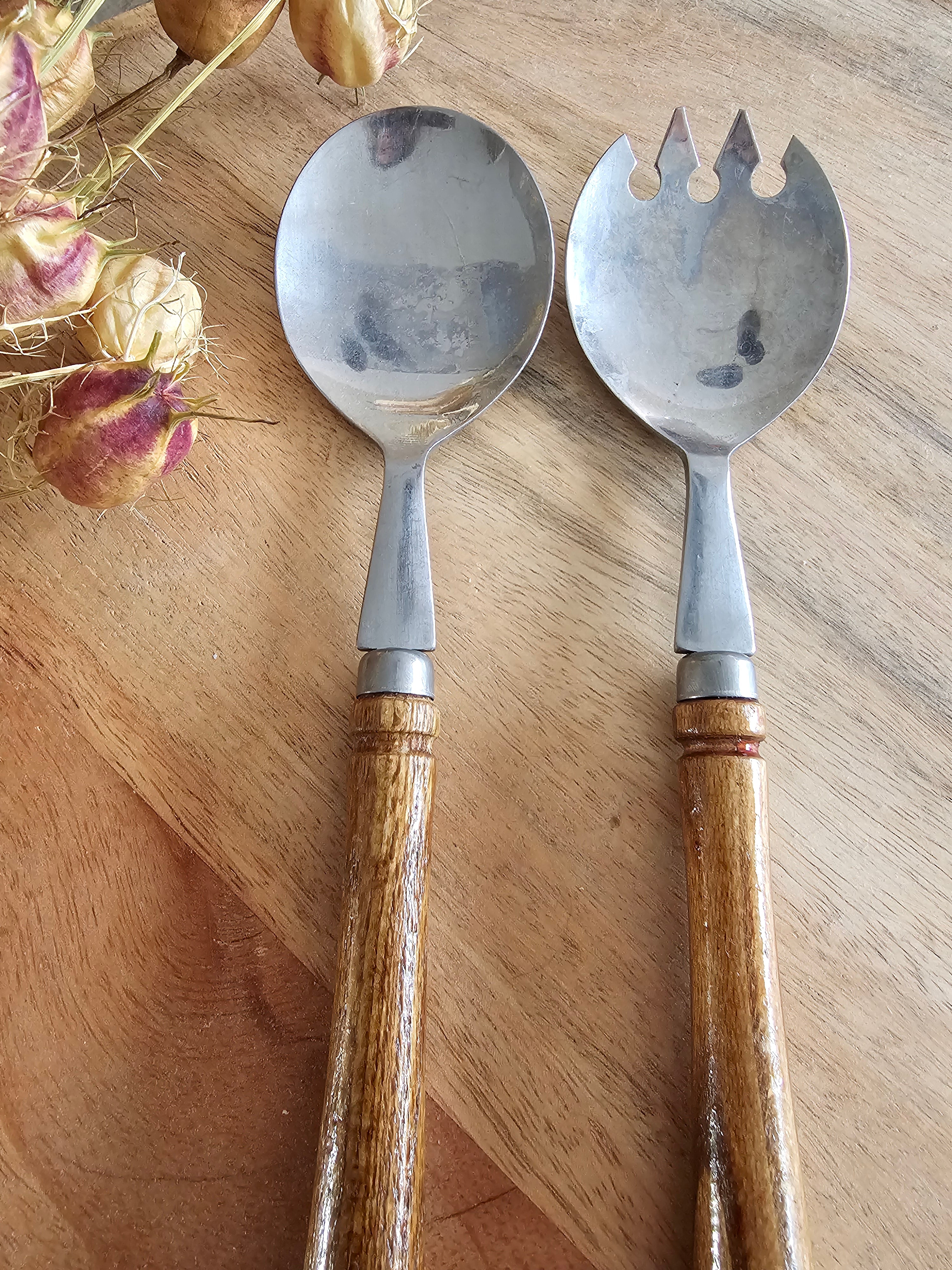 Salade couvert sla bestek houten handvat