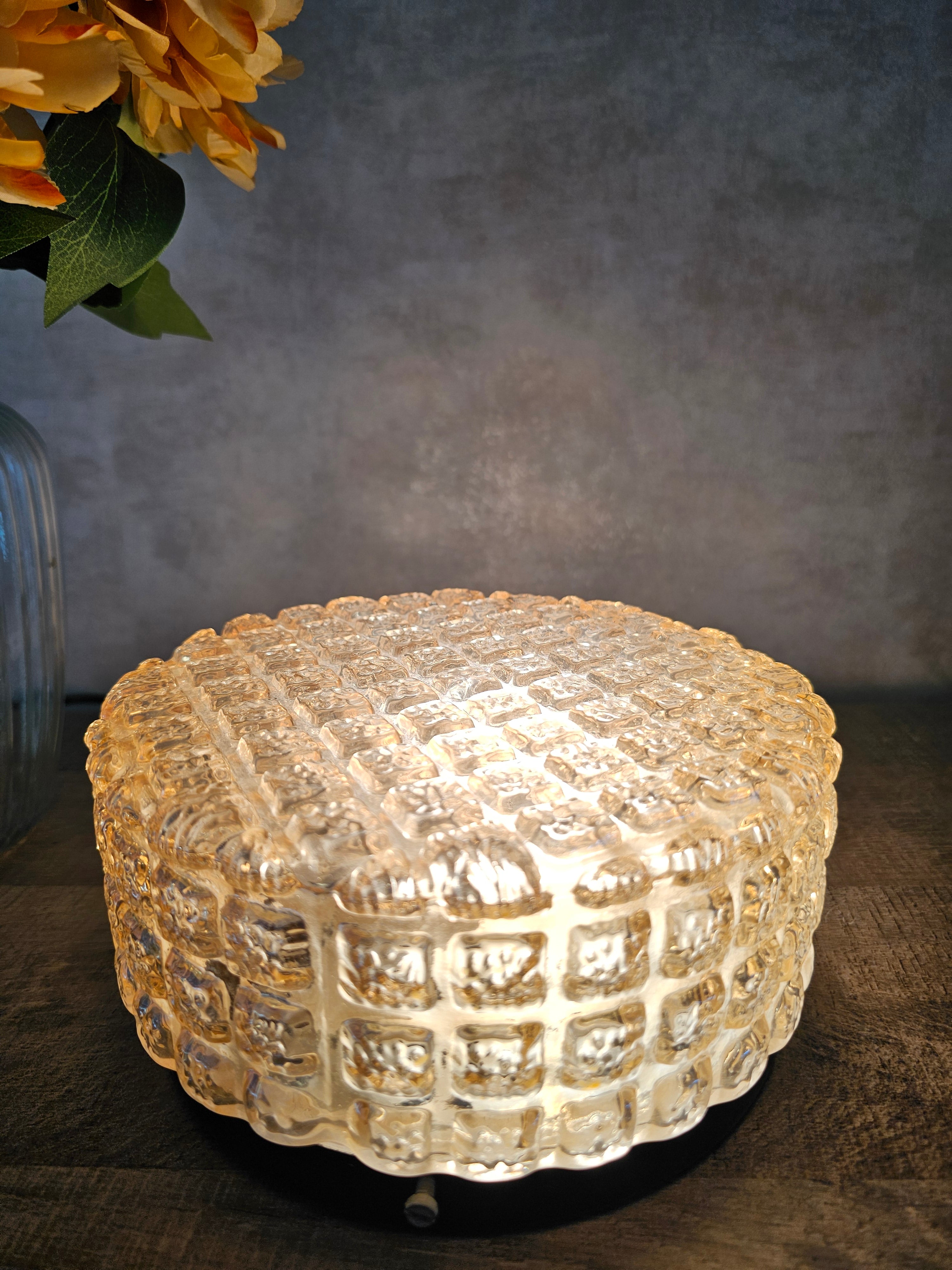Ronde glazen plafondlamp plafonnière