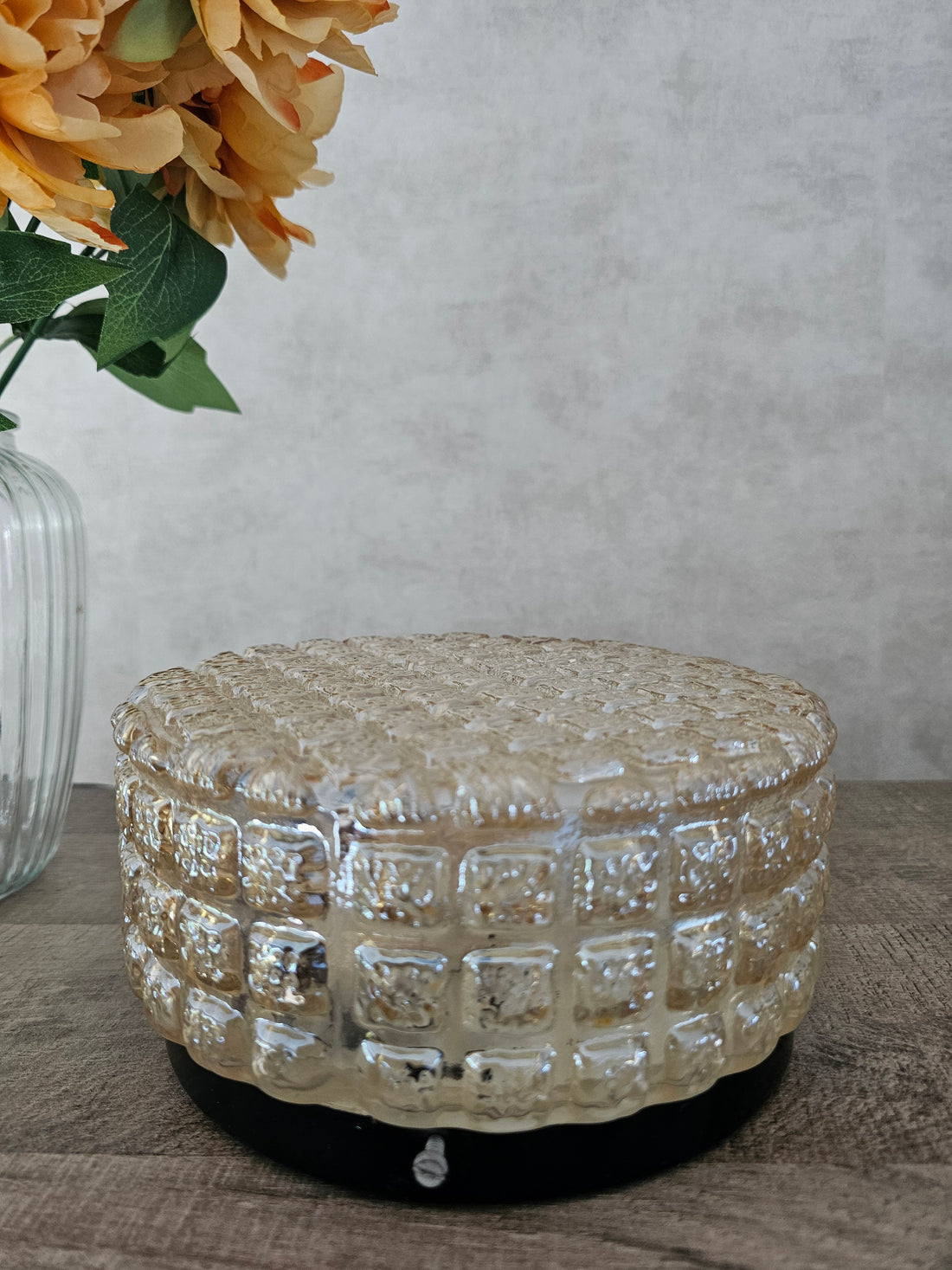 Ronde glazen plafondlamp plafonnière