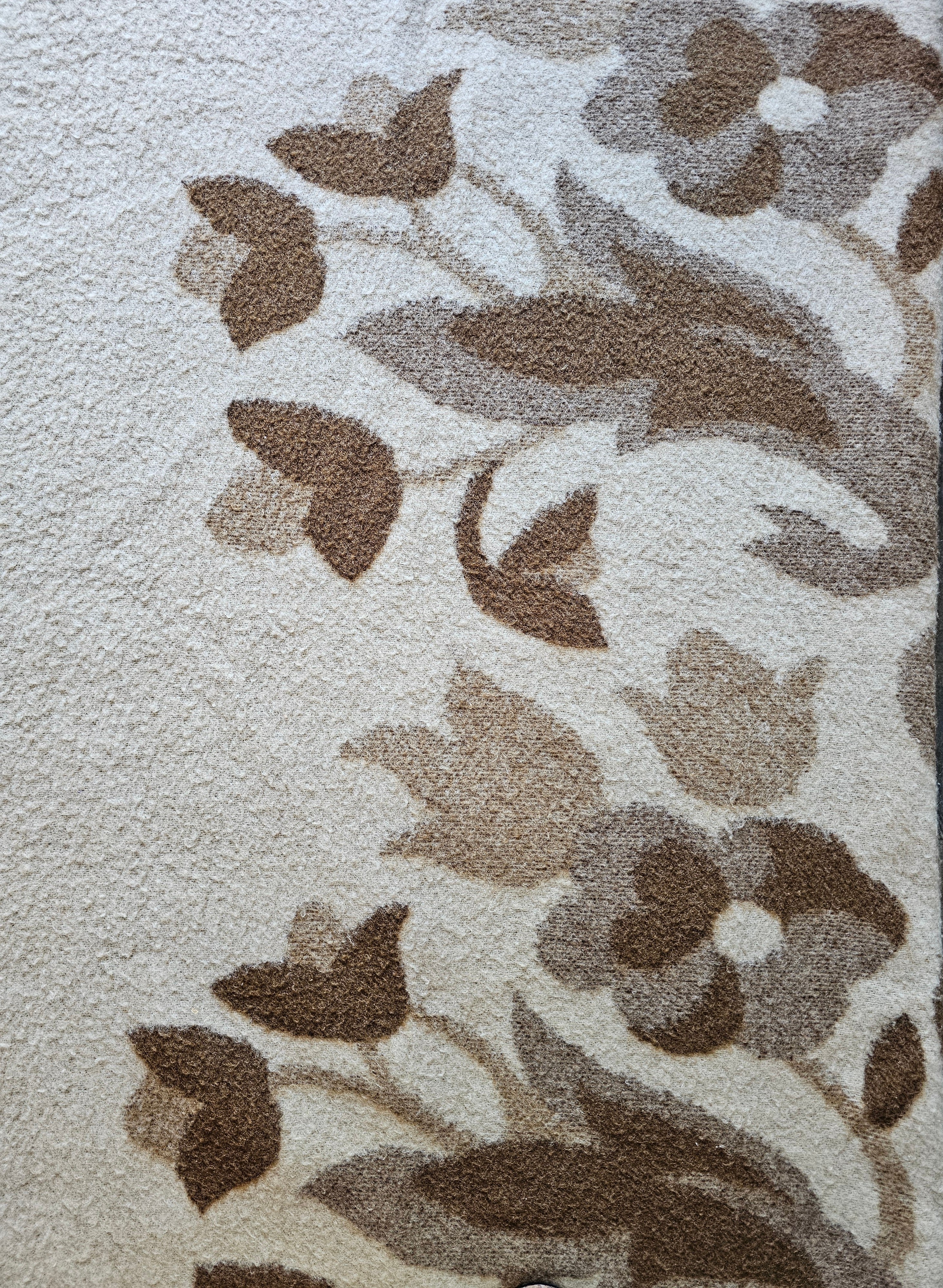 Leidse van Wijk wollen deken bruin beige bloemen