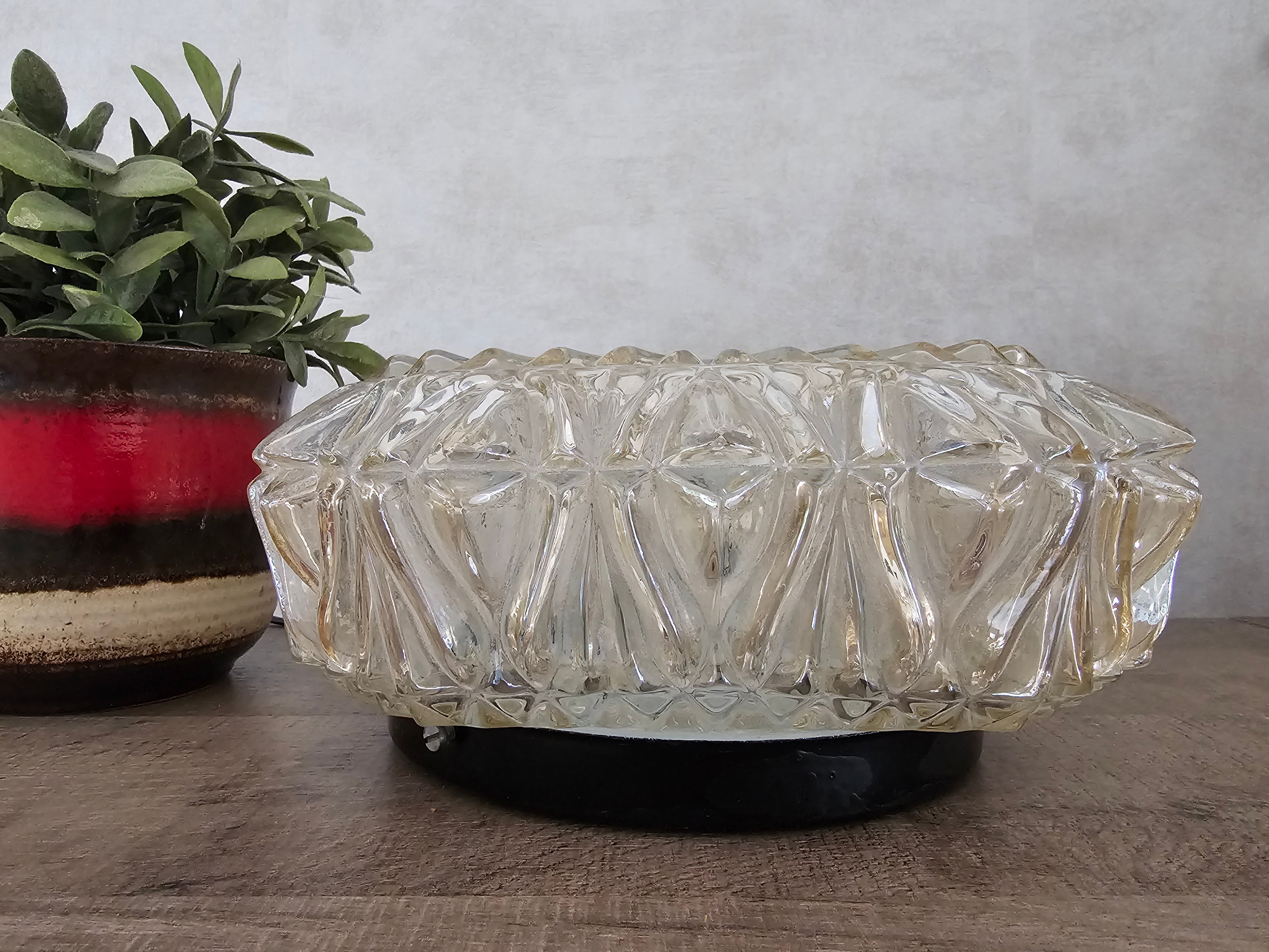 Mid century glazen plafonnière