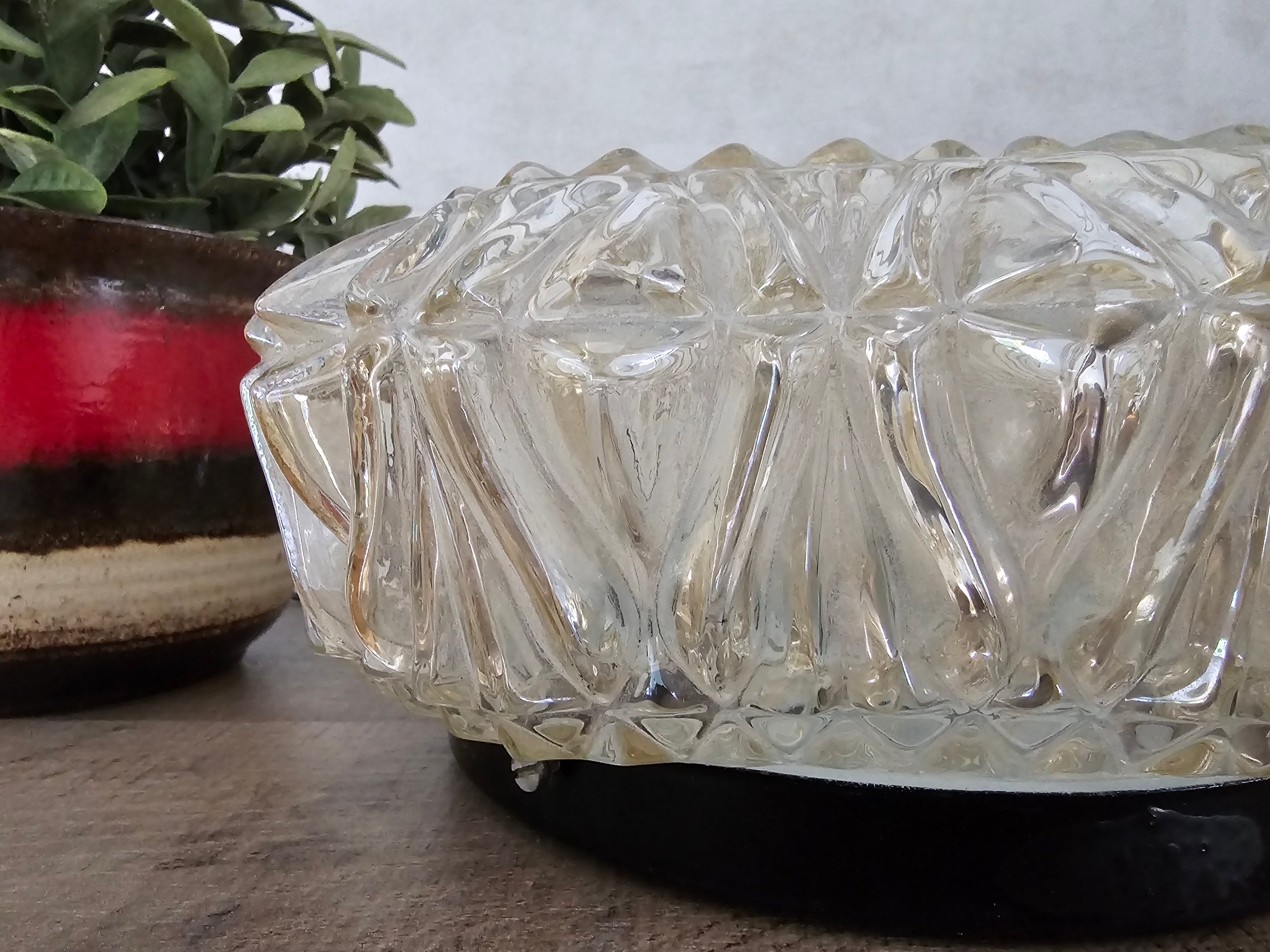 Mid century glazen plafonnière