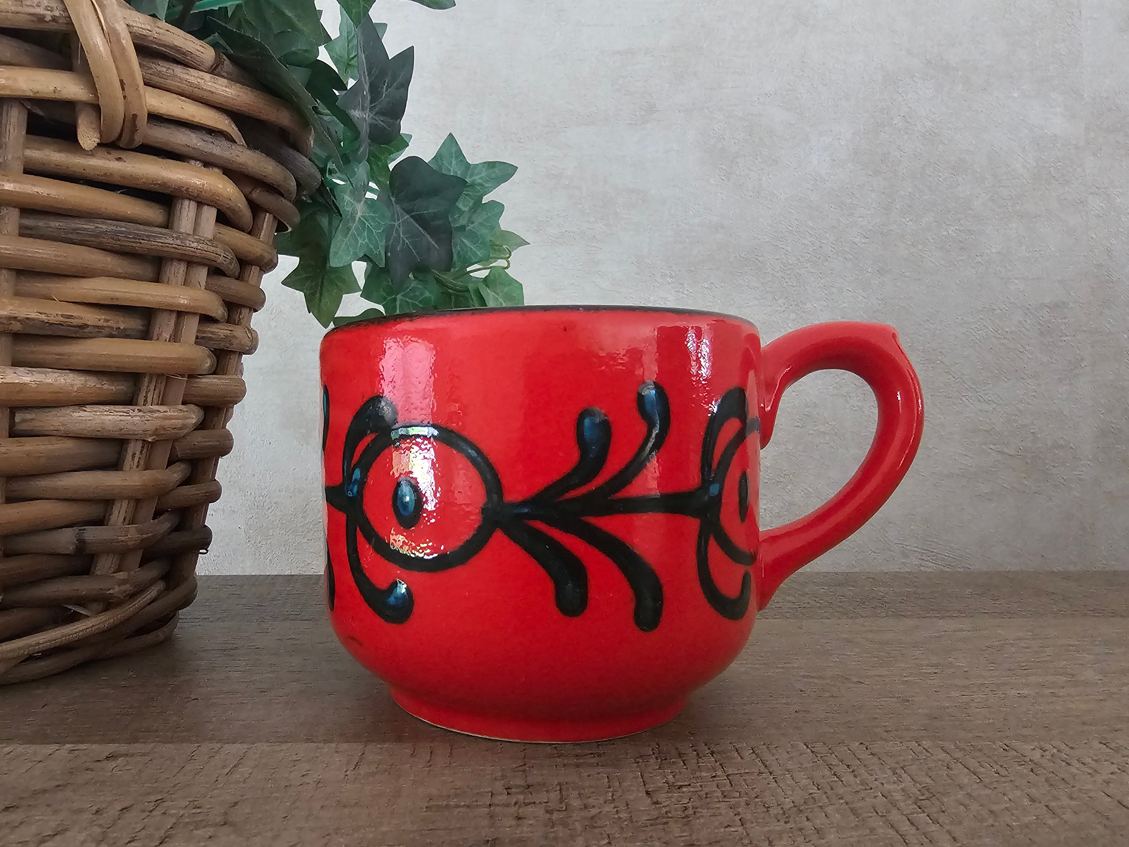 Vintage grote rode soepkom