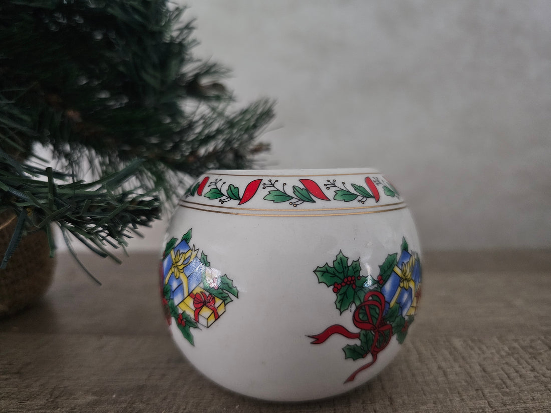 Kerst waxinelichthouder "cadeau"