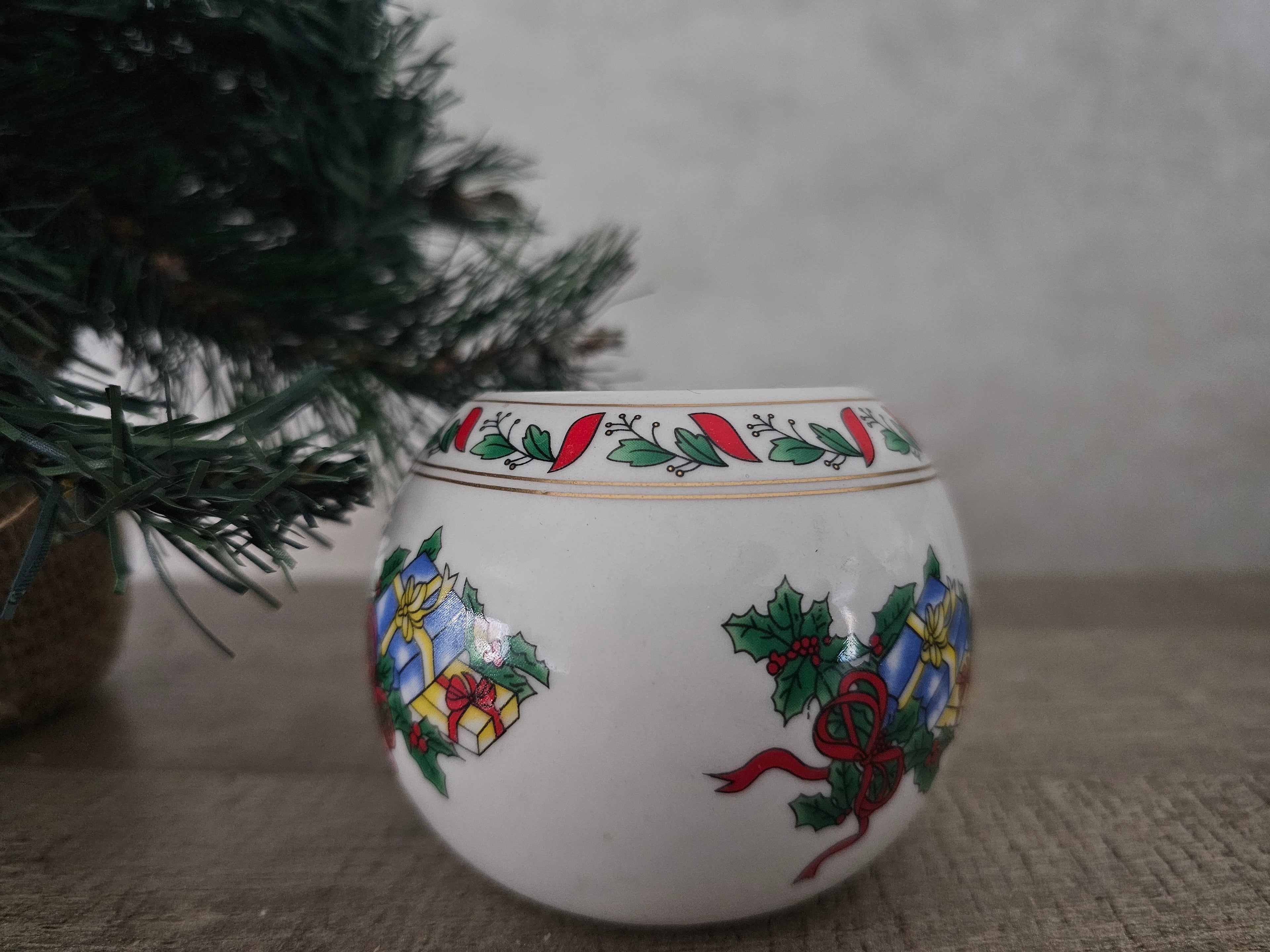 Kerst waxinelichthouder "cadeau"