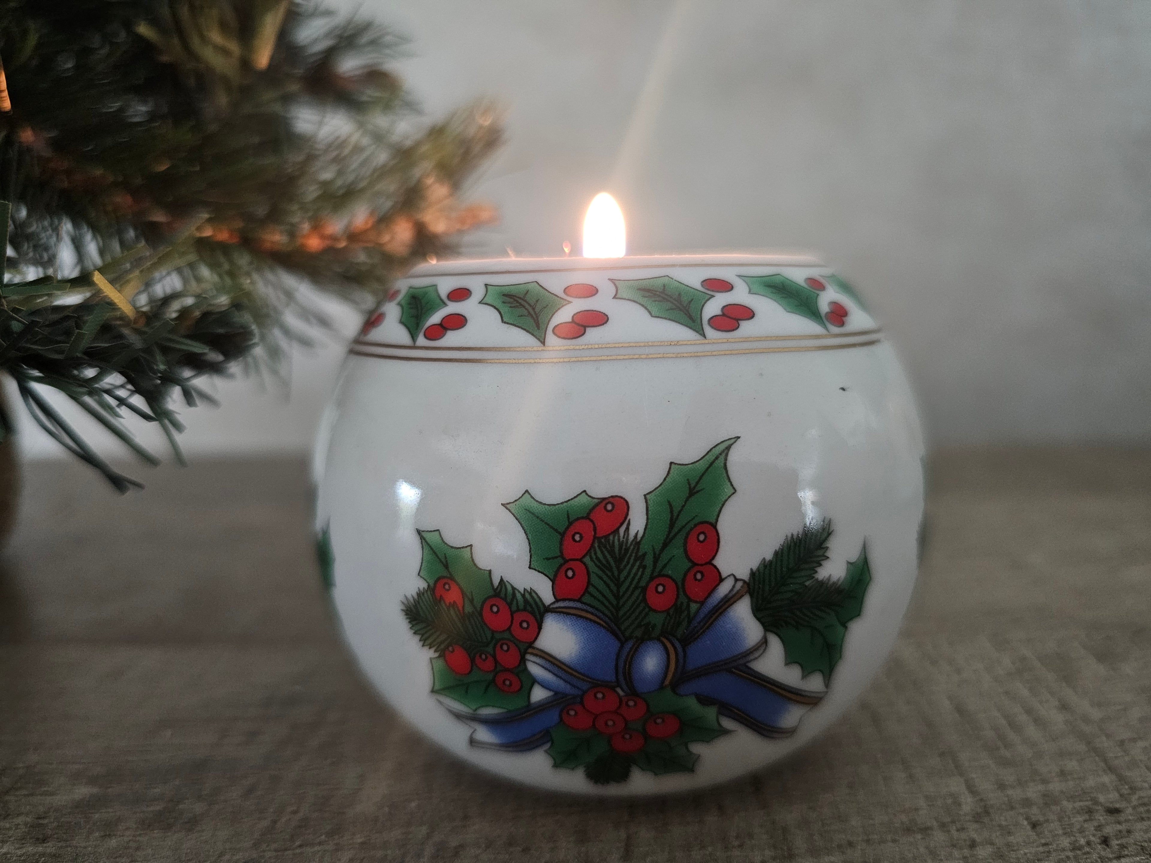 Waxinelichthouder kerst "hulst"