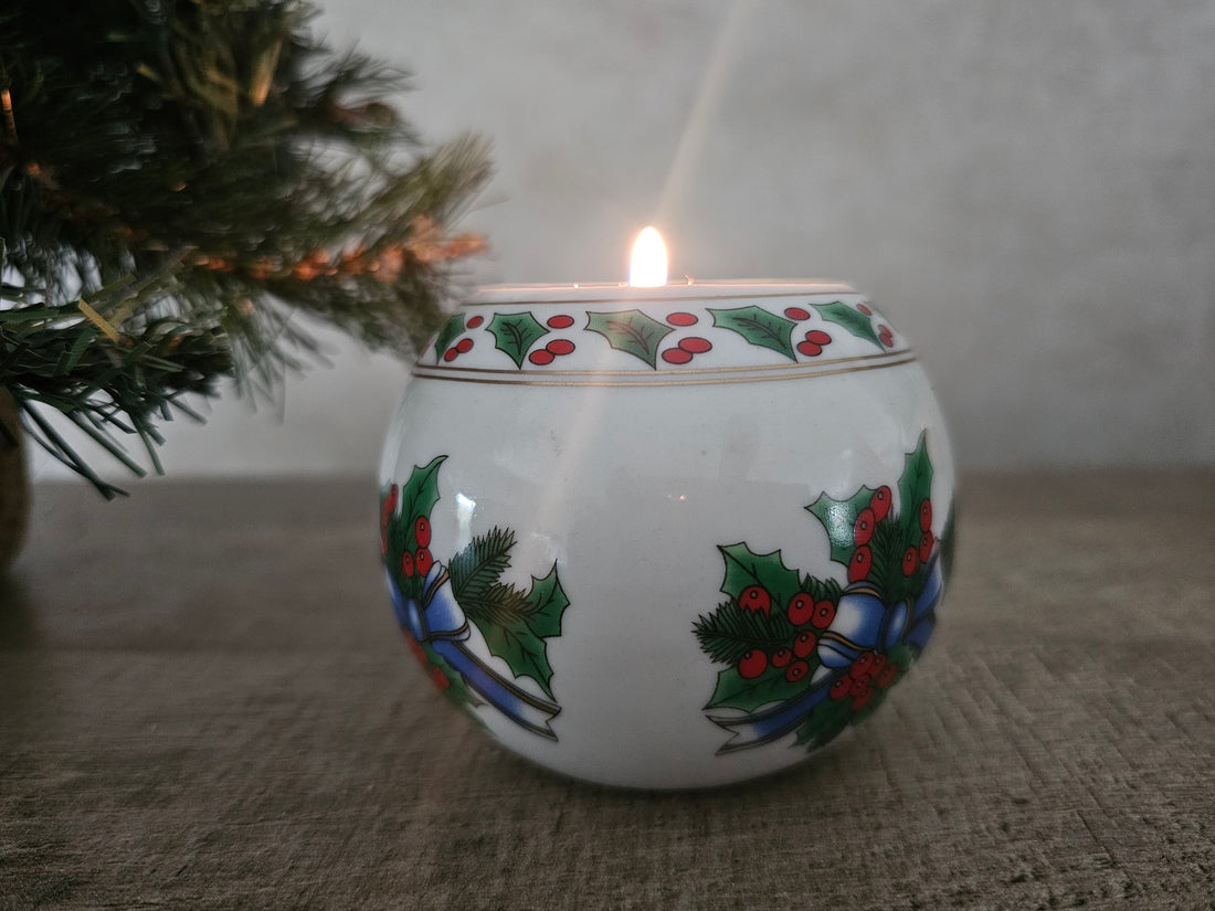 Waxinelichthouder kerst "hulst"