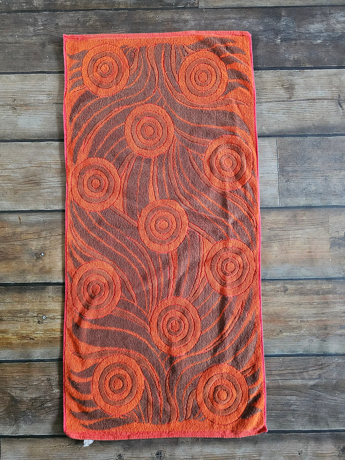 Vintage Hema handdoek oranje bruin