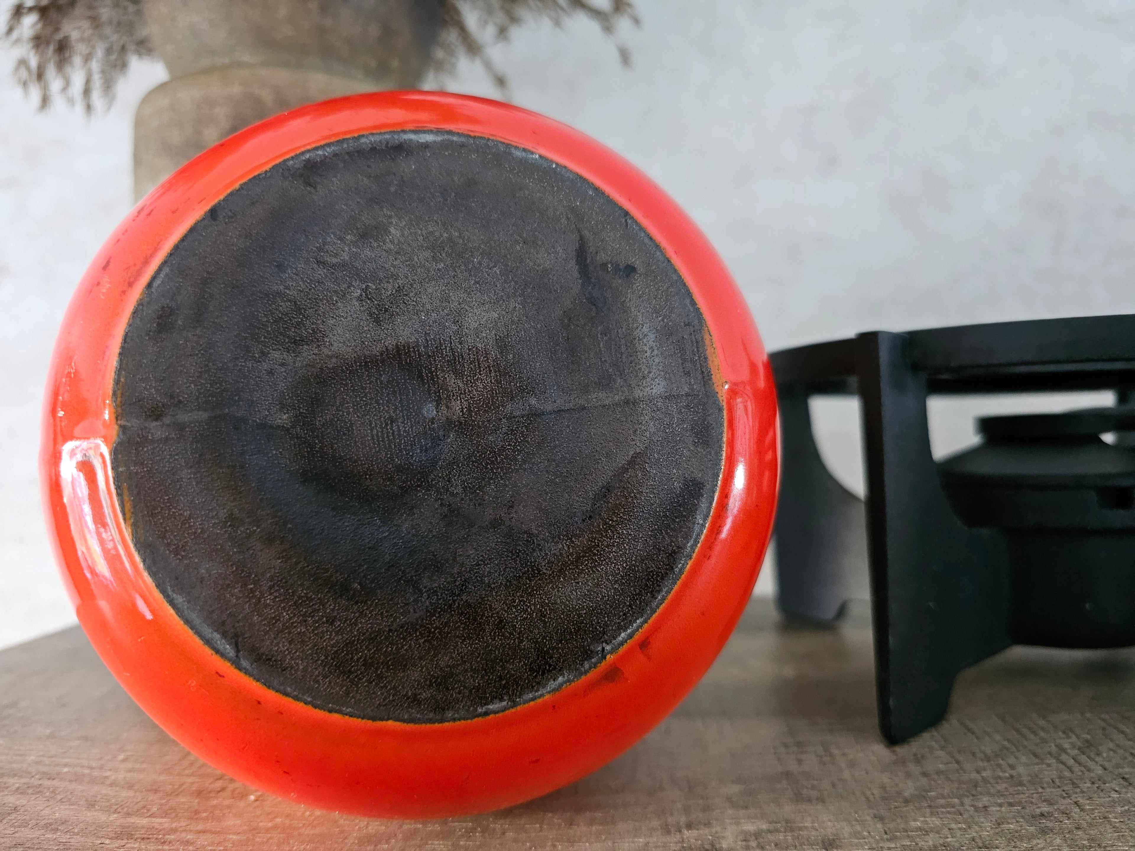 Cousances (le Creuset) gietijzeren emaille oranje fondue set