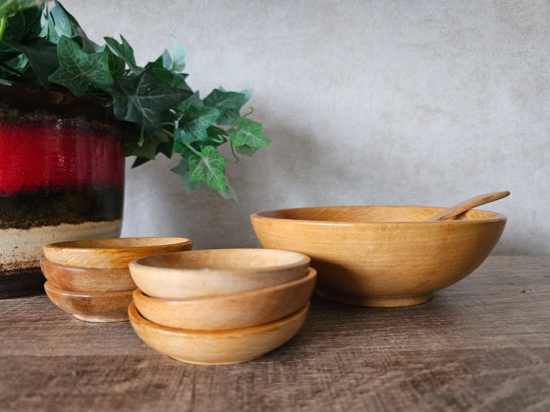 Houten pinda schalen set