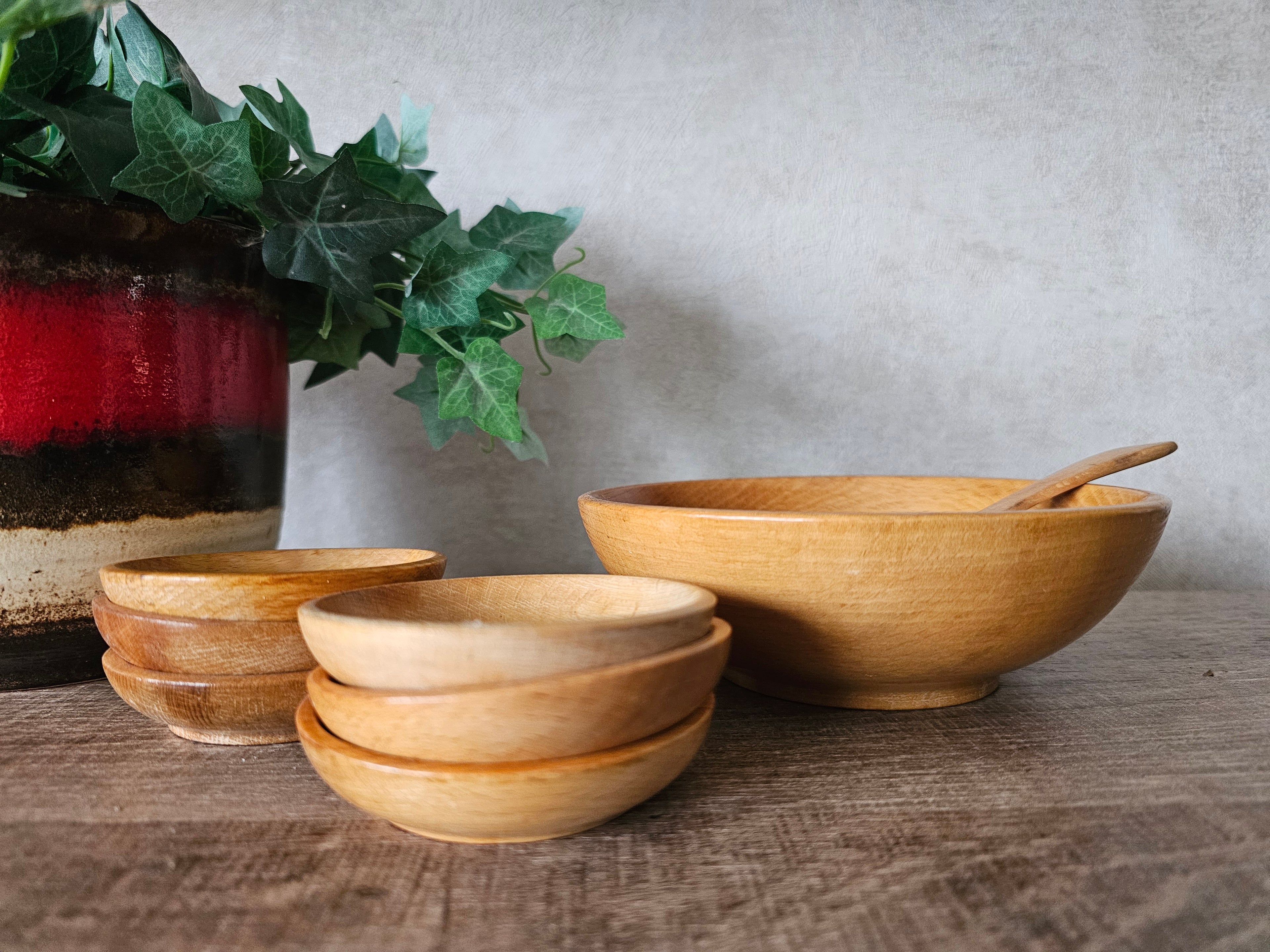 Houten pinda schalen set