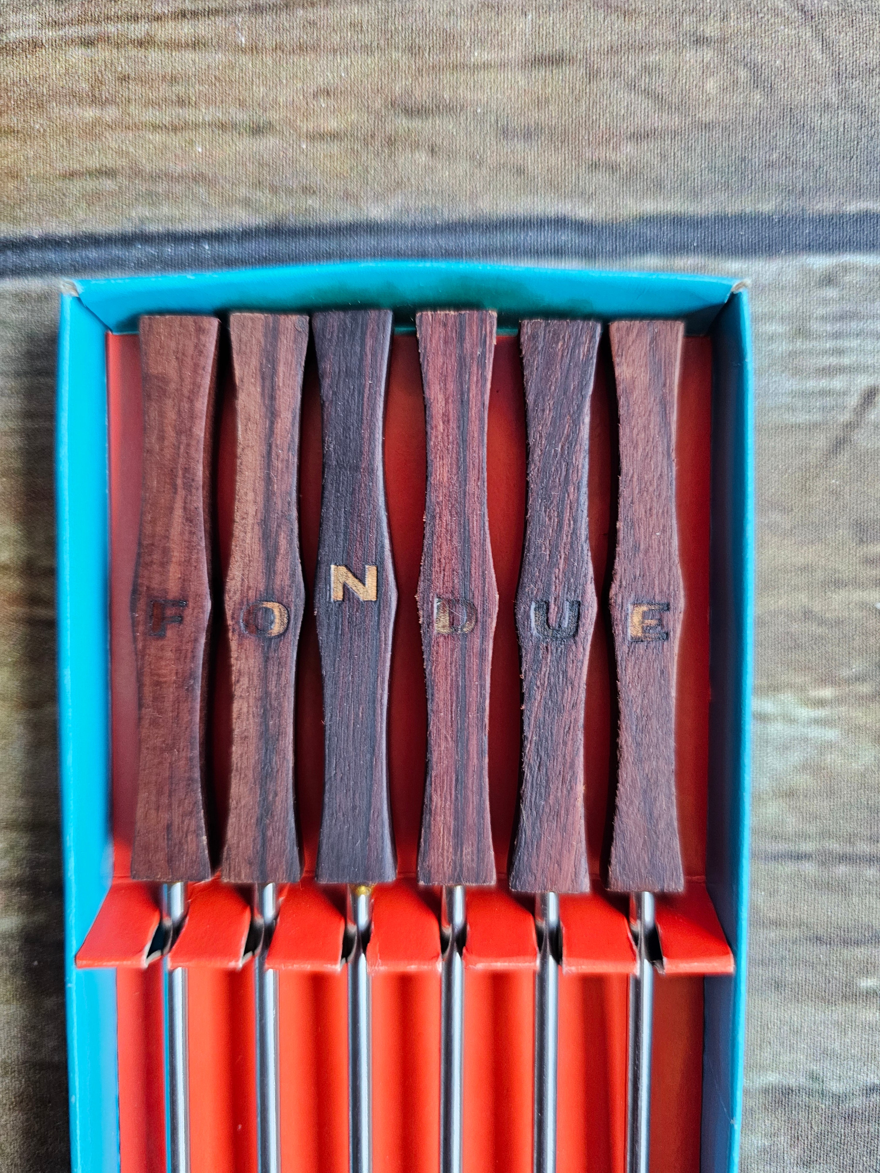 Fondue vorken houten handvat