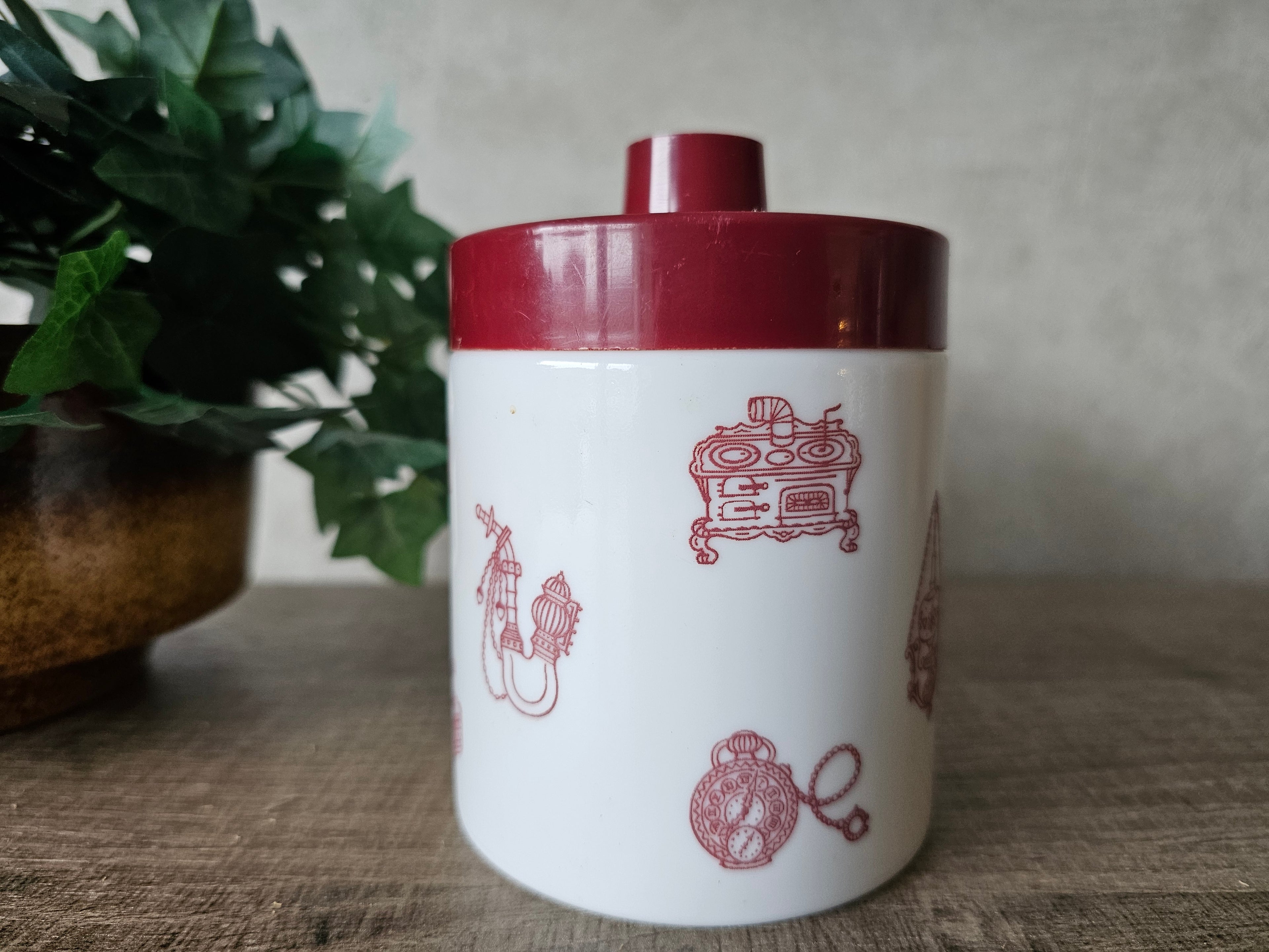 Opaline vintage voorraad pot bordeauxrood