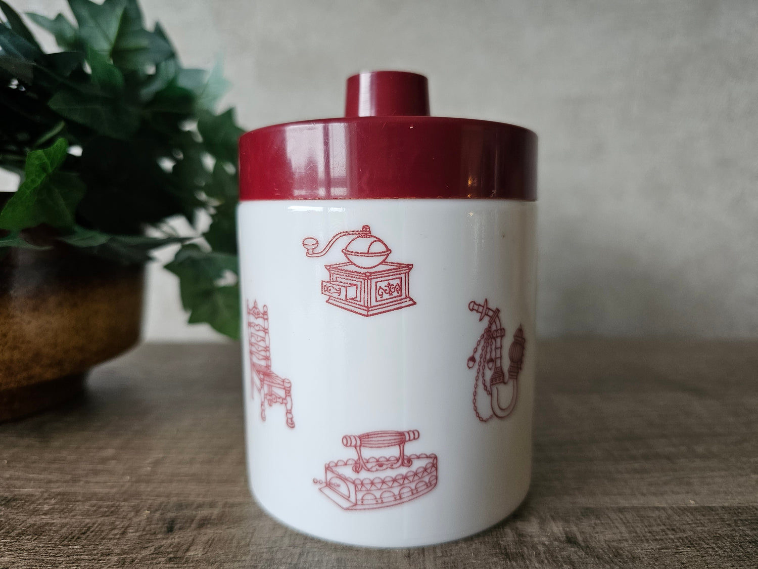Opaline vintage voorraad pot bordeauxrood