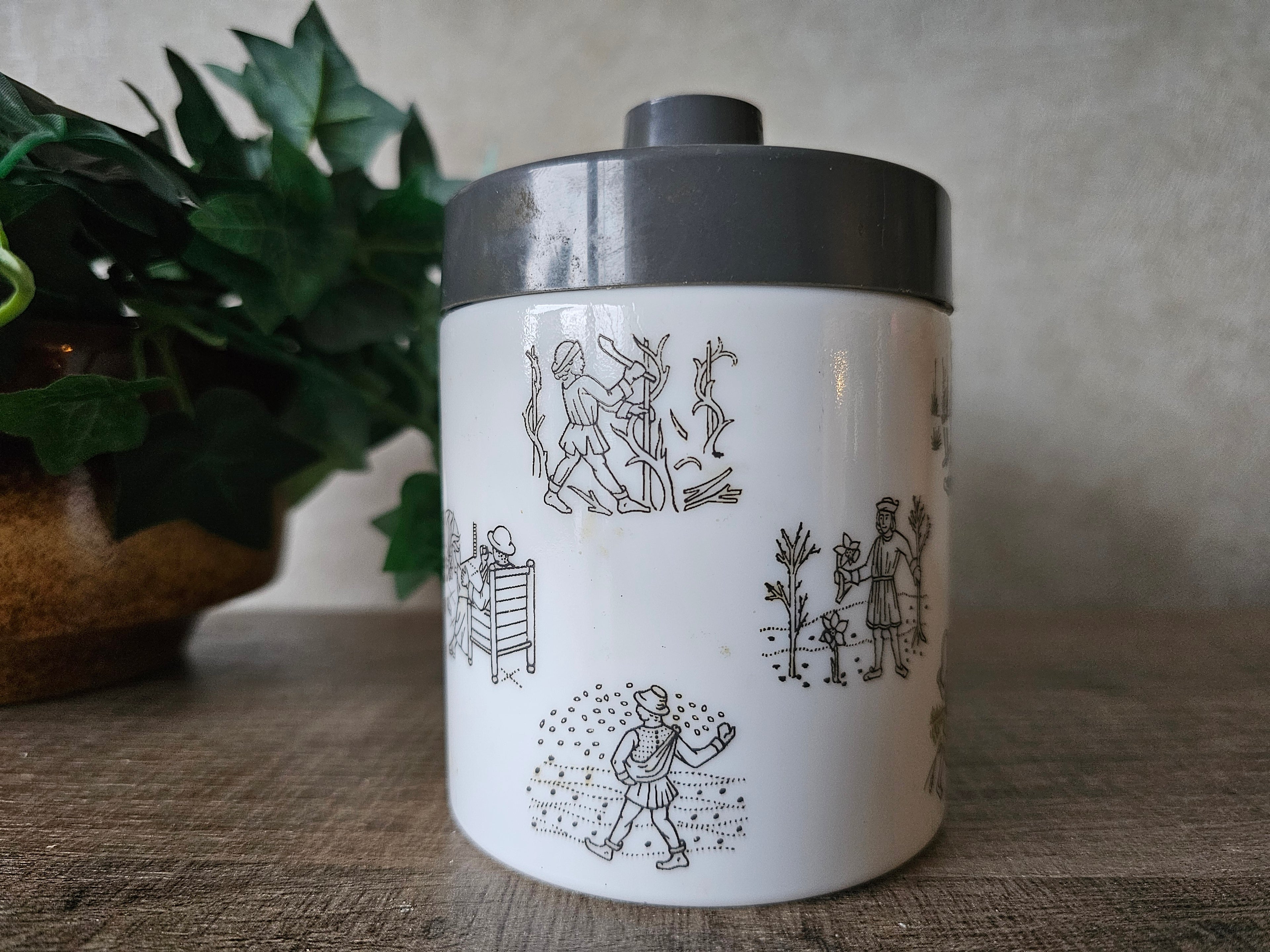 Opaline vintage voorraad pot grijs