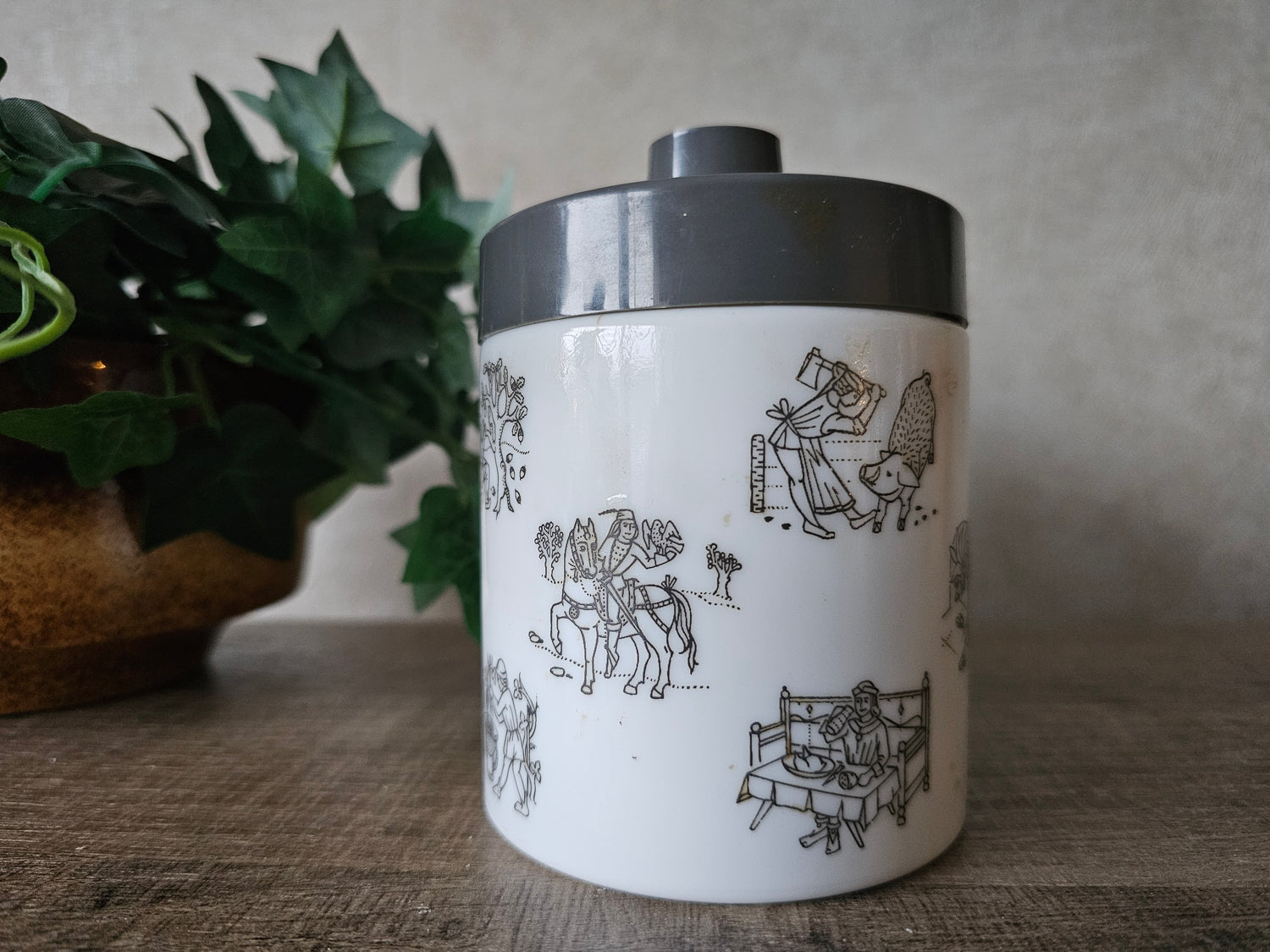 Opaline vintage voorraad pot grijs