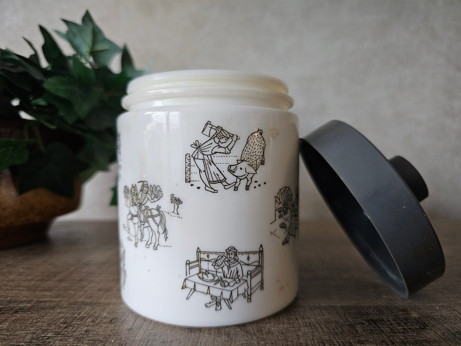 Opaline vintage voorraad pot grijs