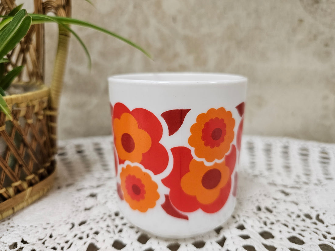 Arcopal France Lotus beker oranje rode bloemen