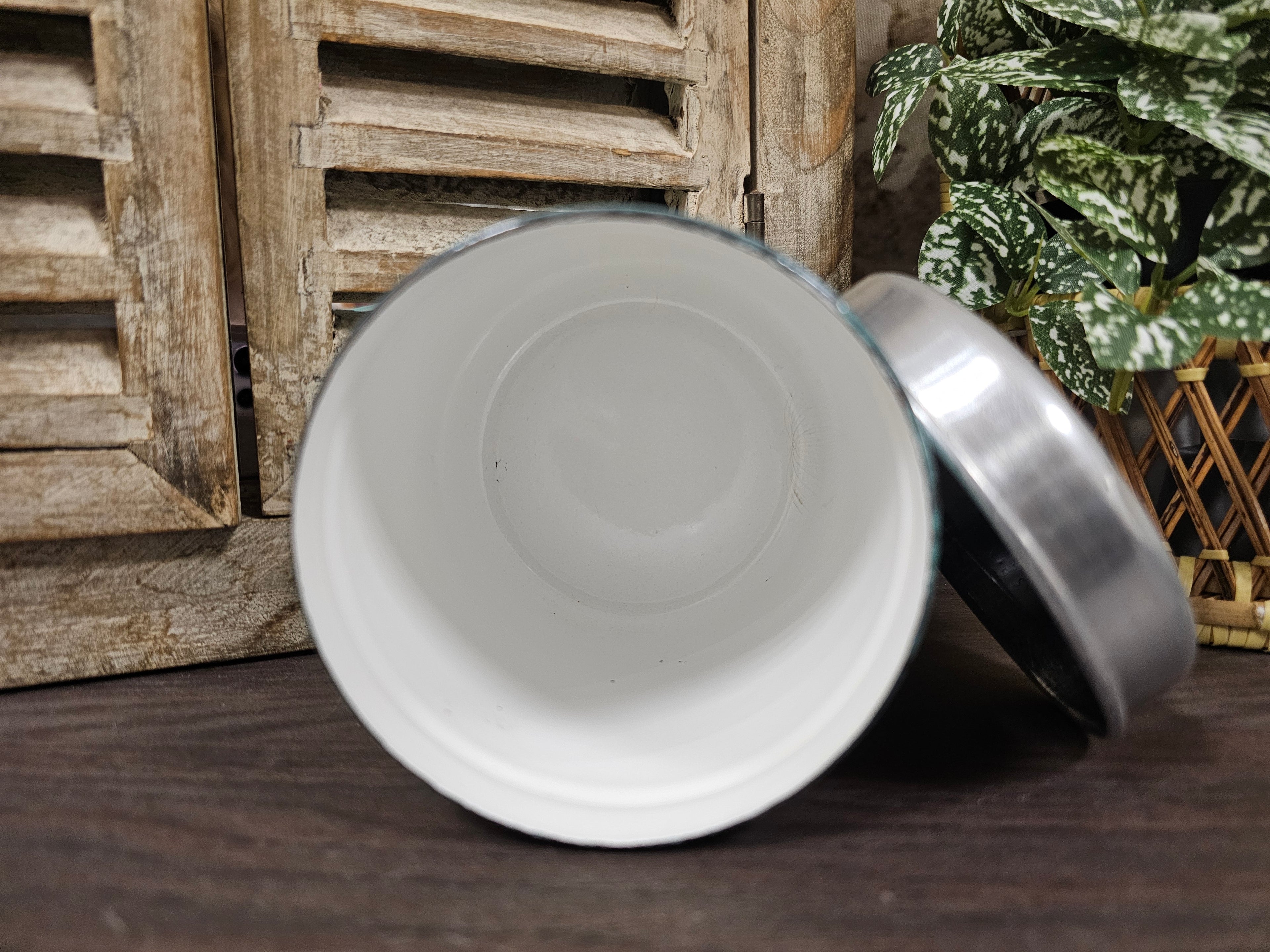 Emaille kleine voorraad pot "Foelie"