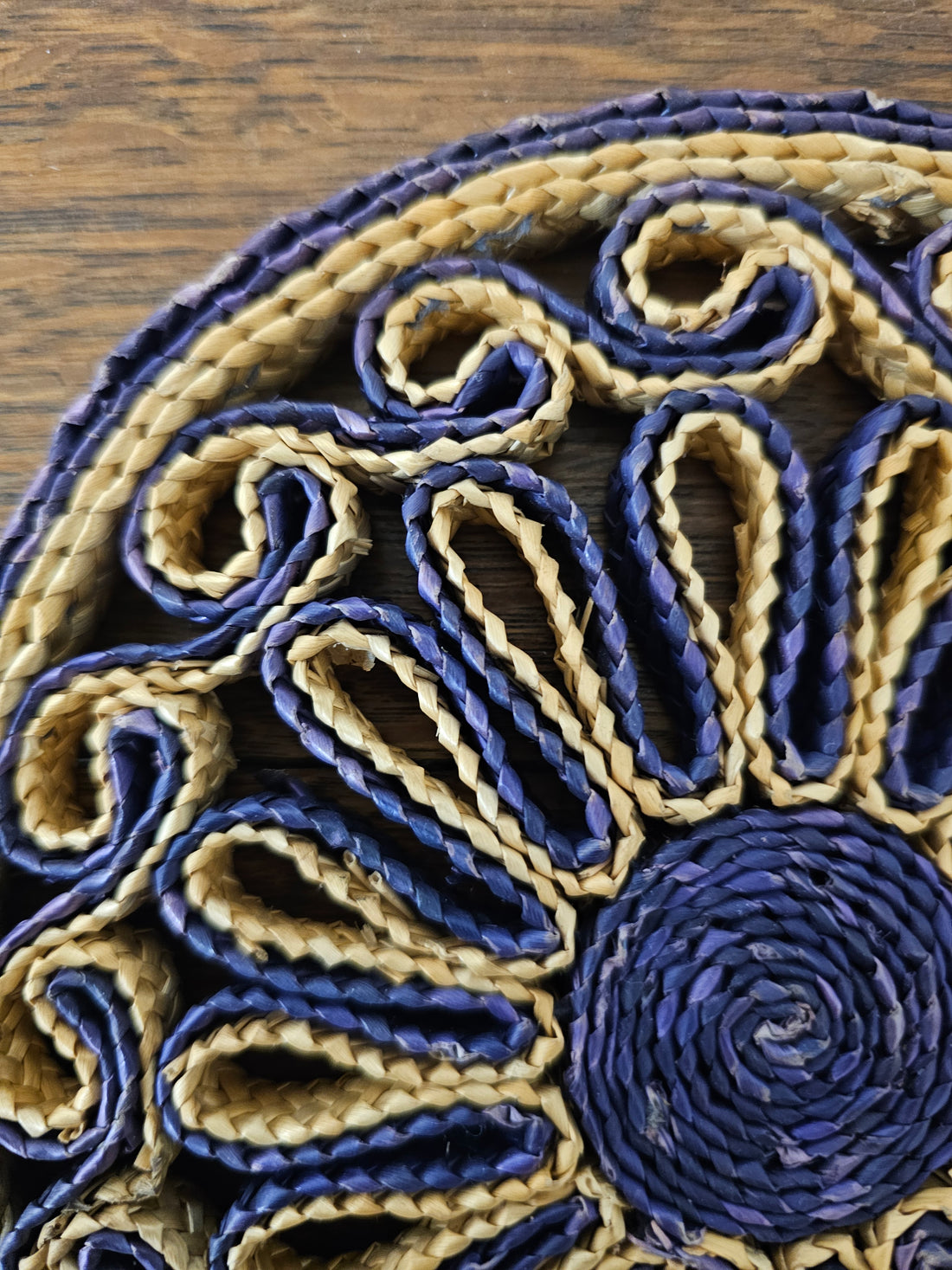 Raffia onderzetter paars rond