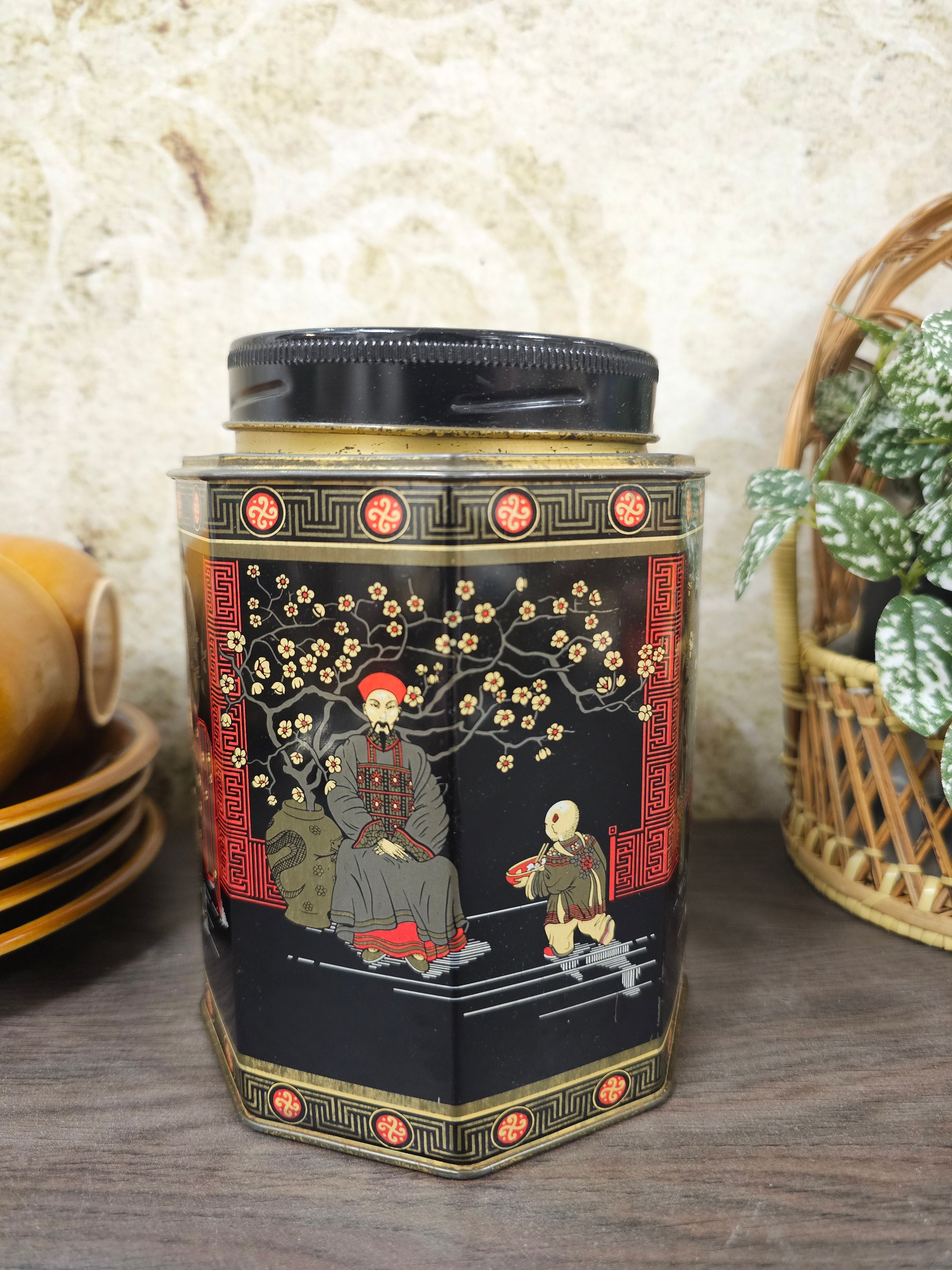 Achthoekig vintage Chinees theeblik