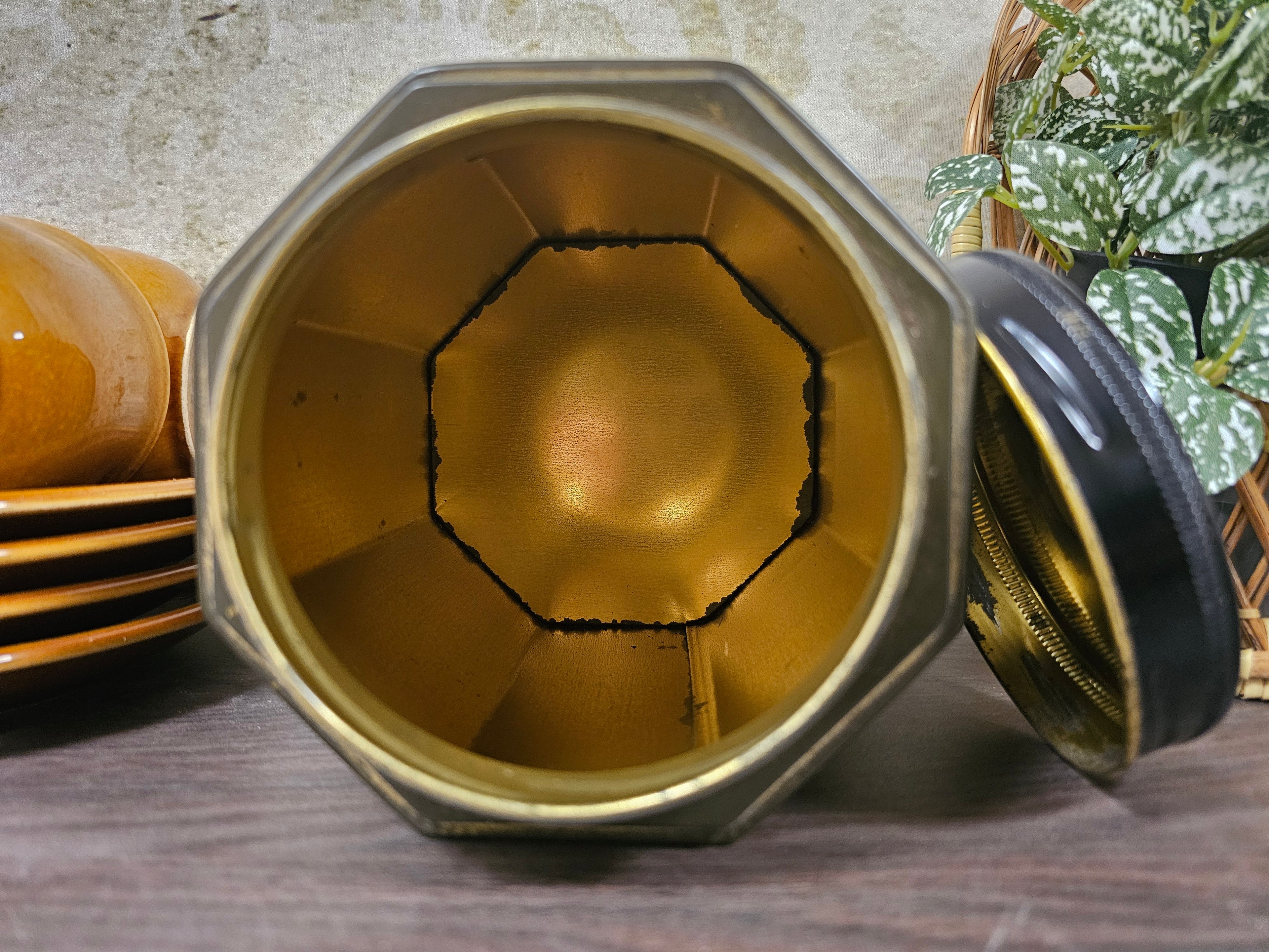 Achthoekig vintage Chinees theeblik