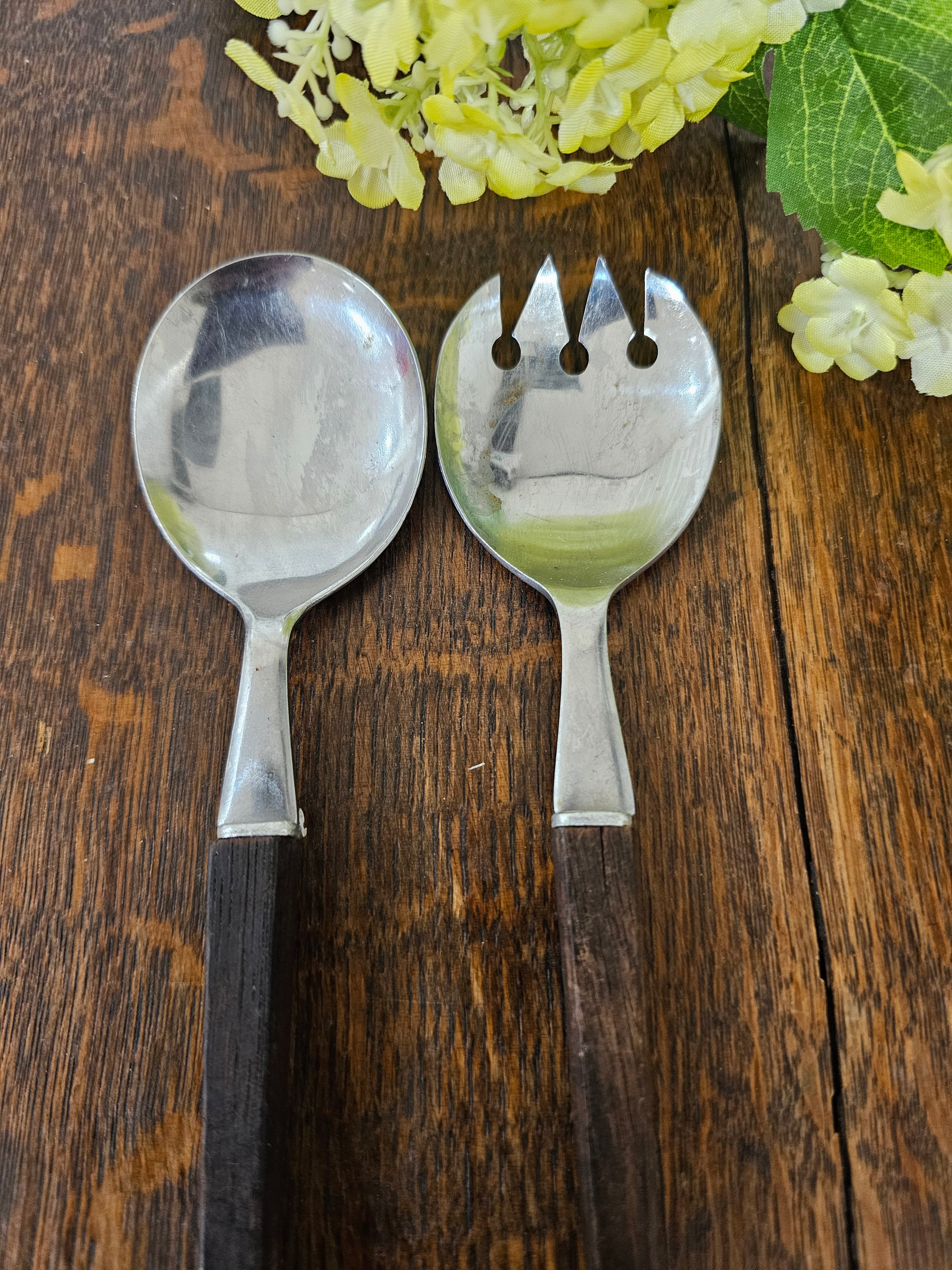 Salade bestek rvs houten handvat