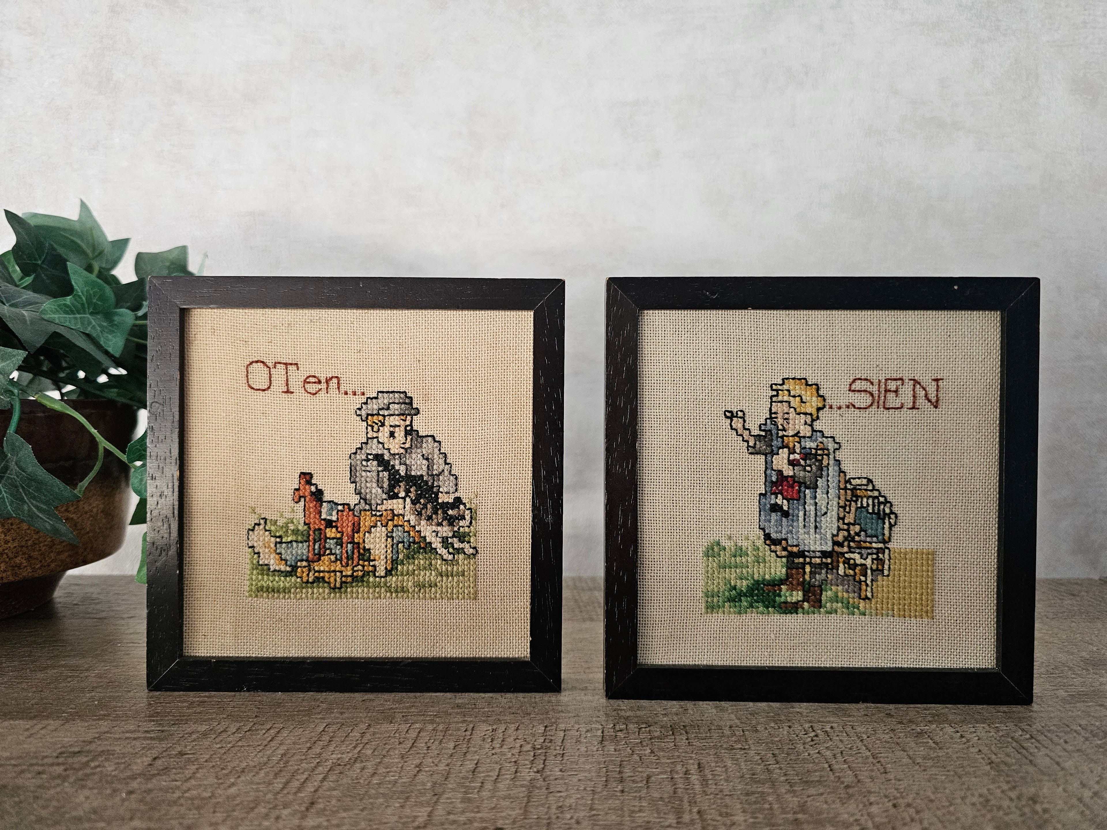 Ot en Sien ingelijst borduurwerk