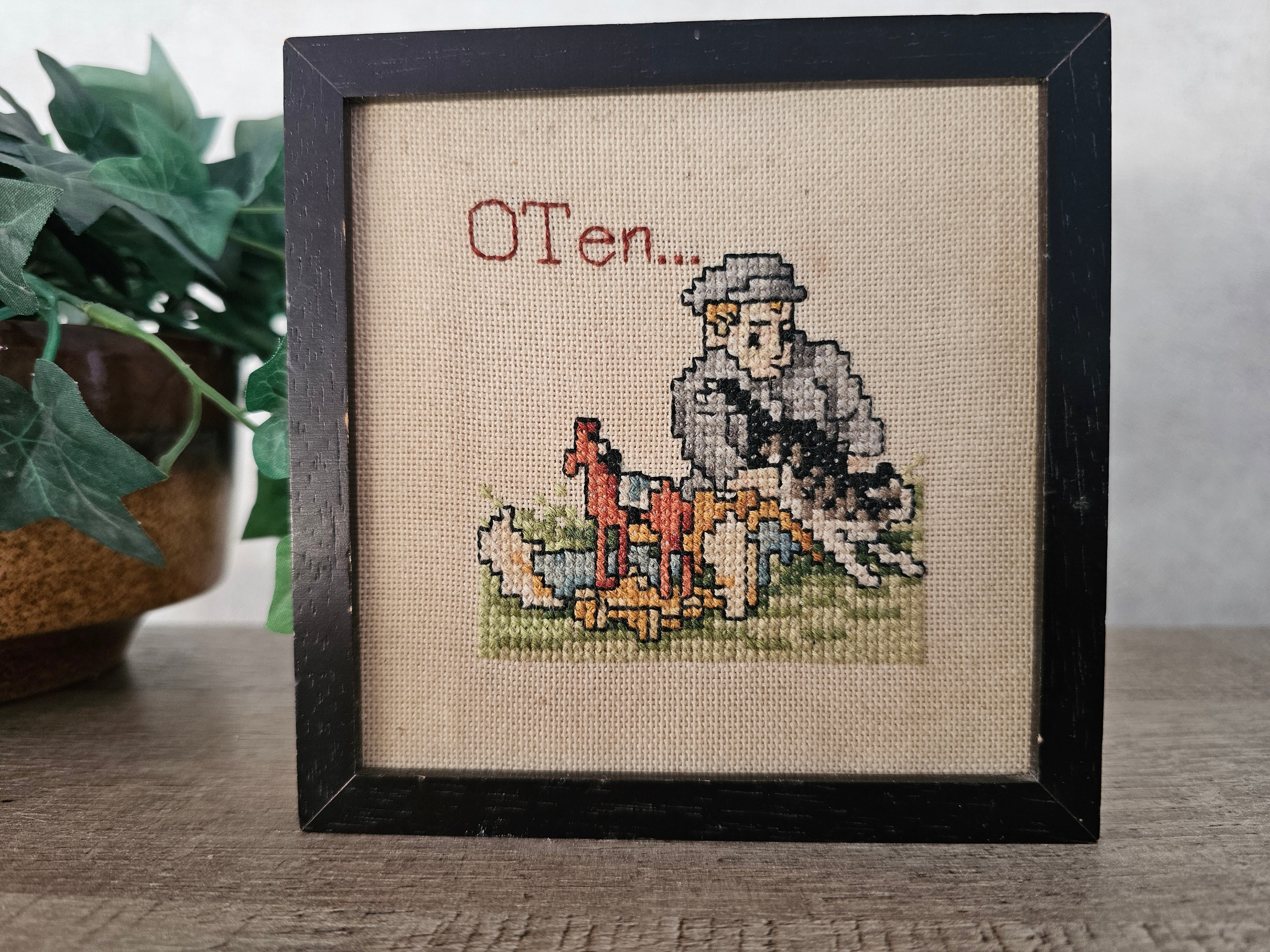 Ot en Sien ingelijst borduurwerk