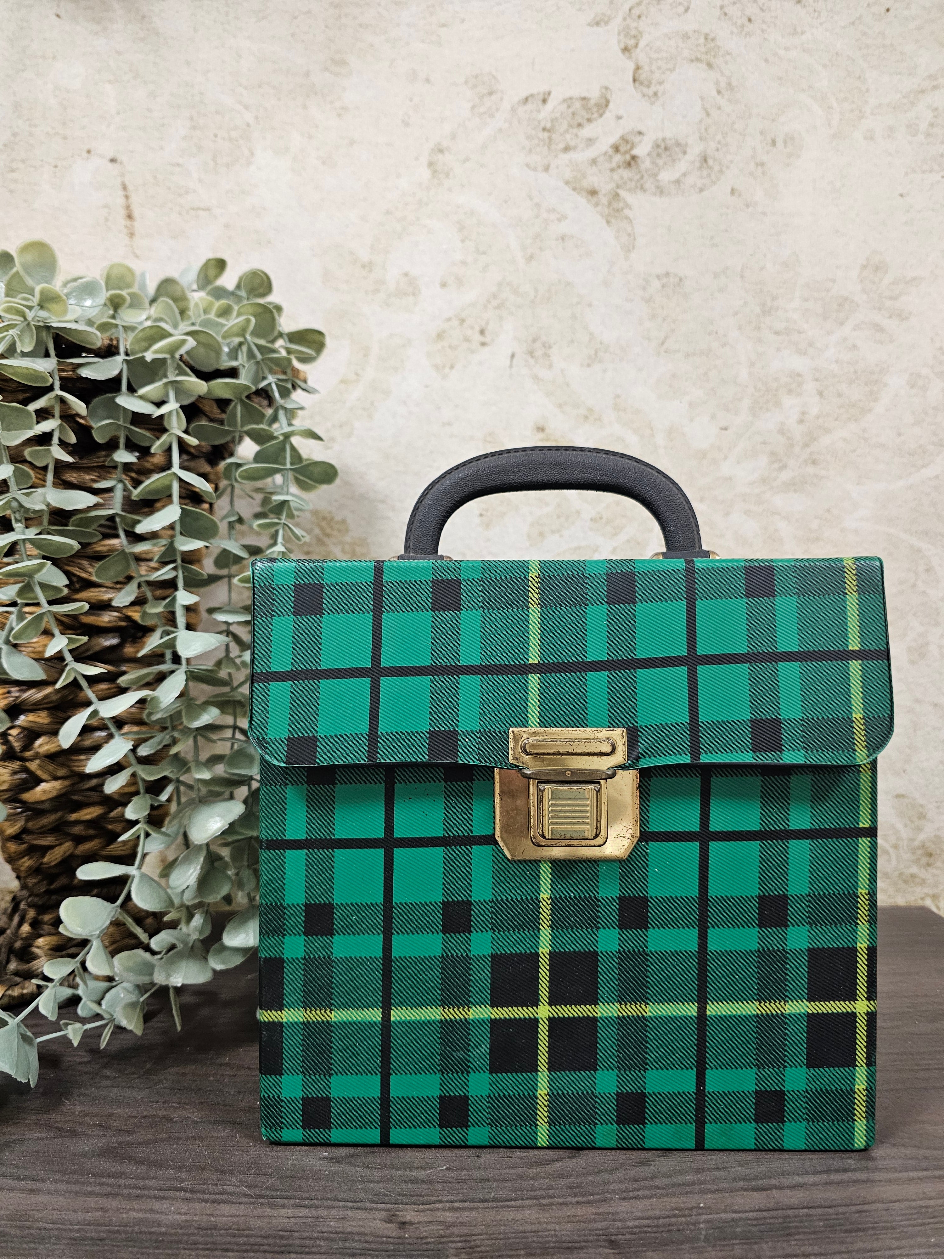 Koffertje singels groen geruit