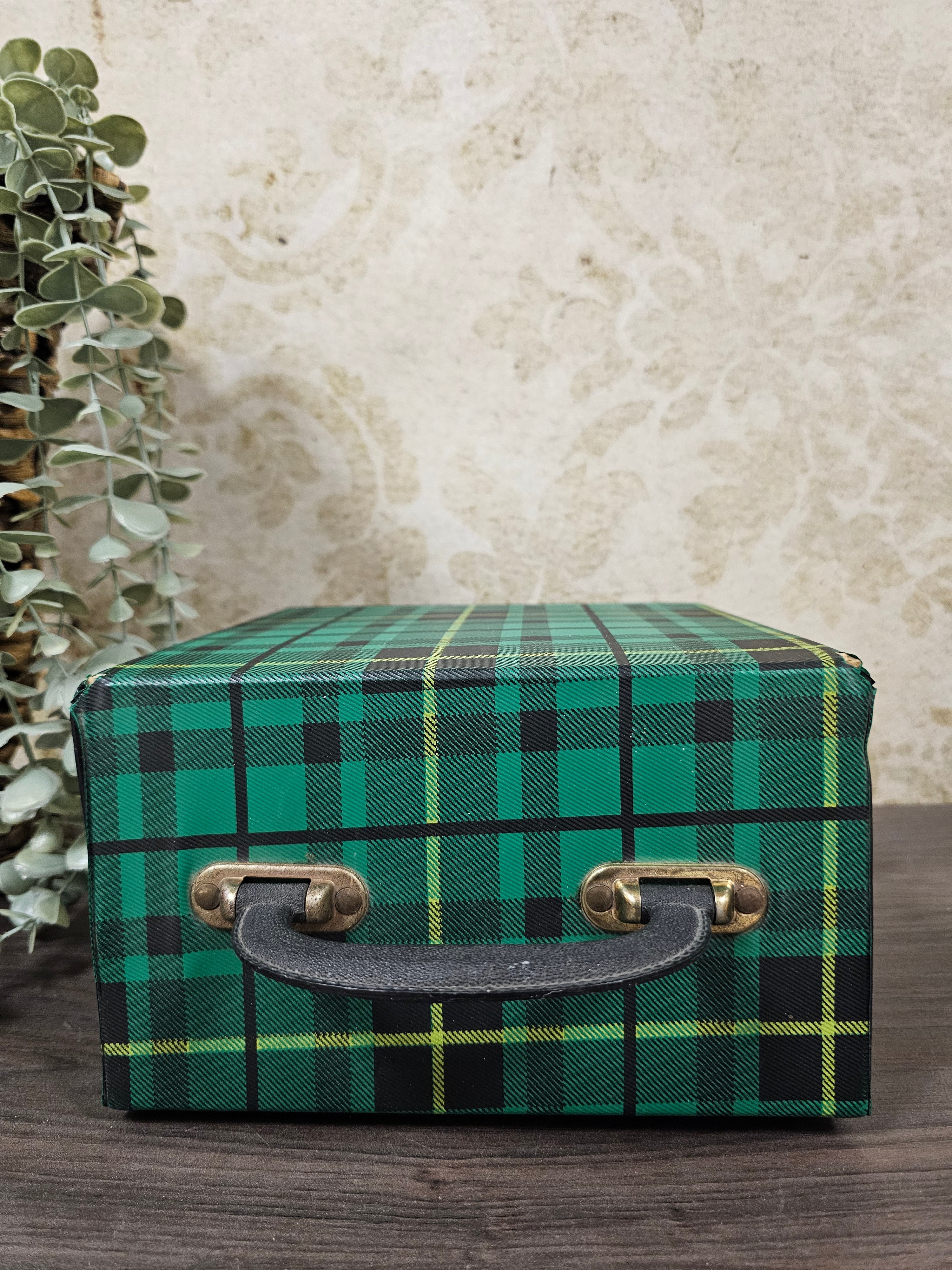 Koffertje singels groen geruit