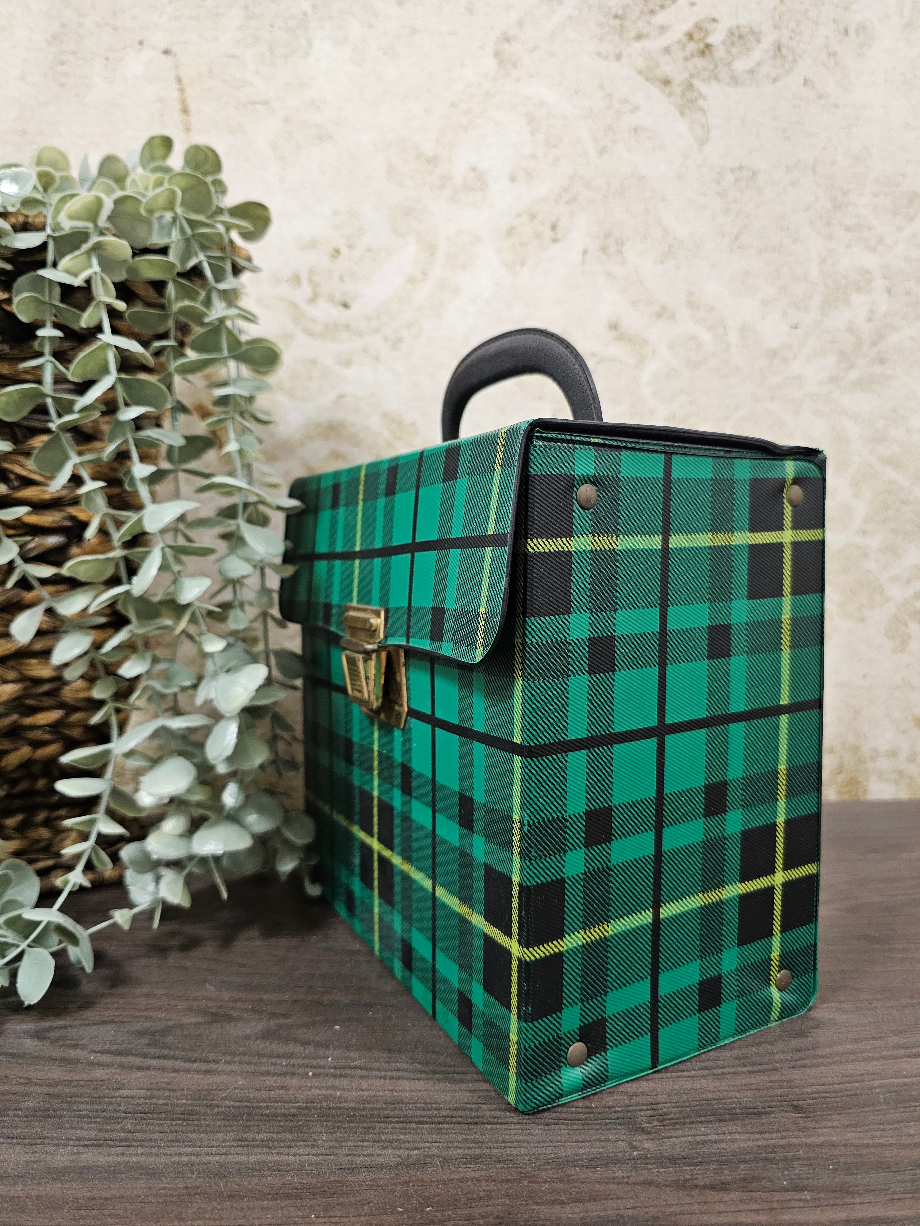 Koffertje singels groen geruit