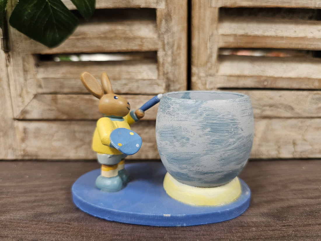 Houten eierdop paashaas