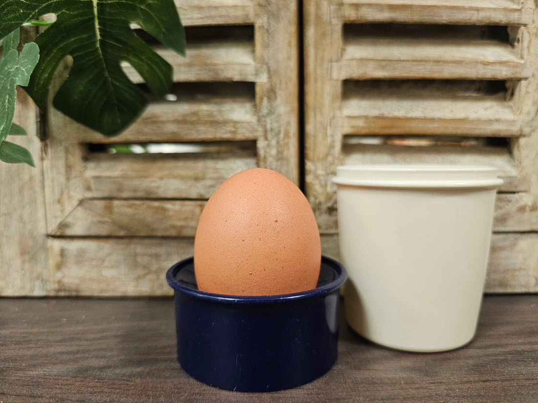 Tupperware eierdopjes blauw wit