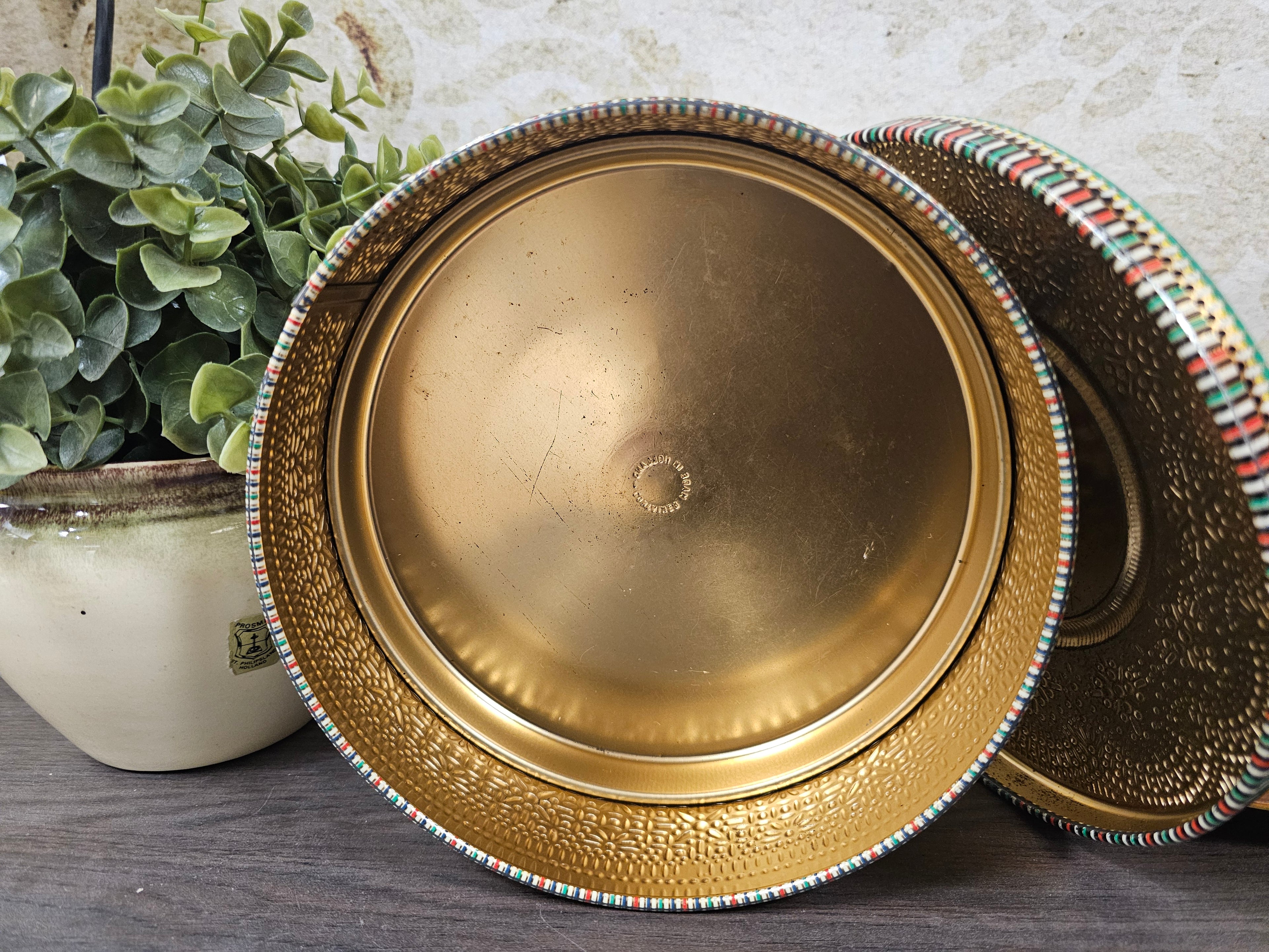 Mozaïk rond blik met bloemen