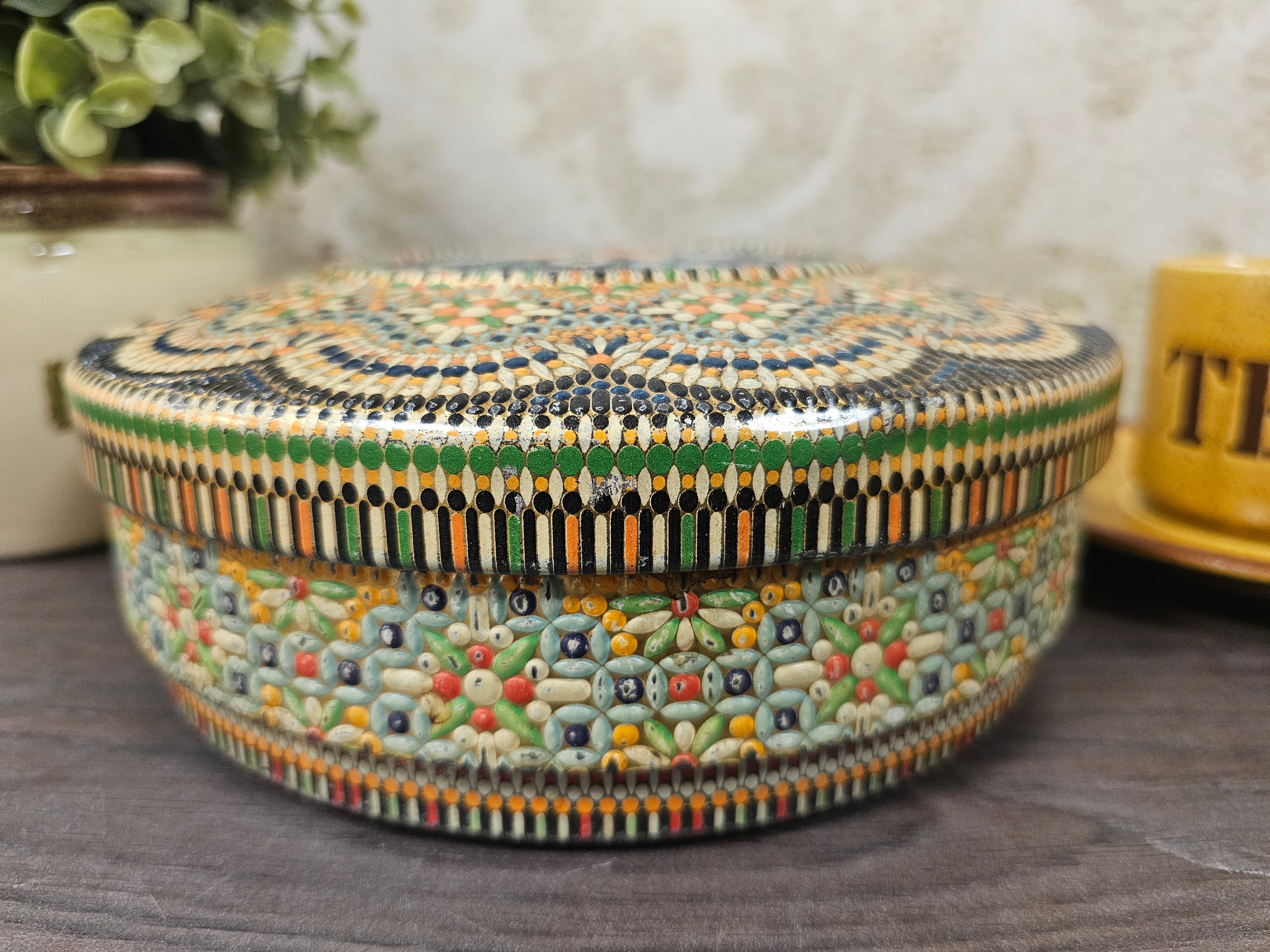 Mozaik kraaltjes koekblik oranje blauw