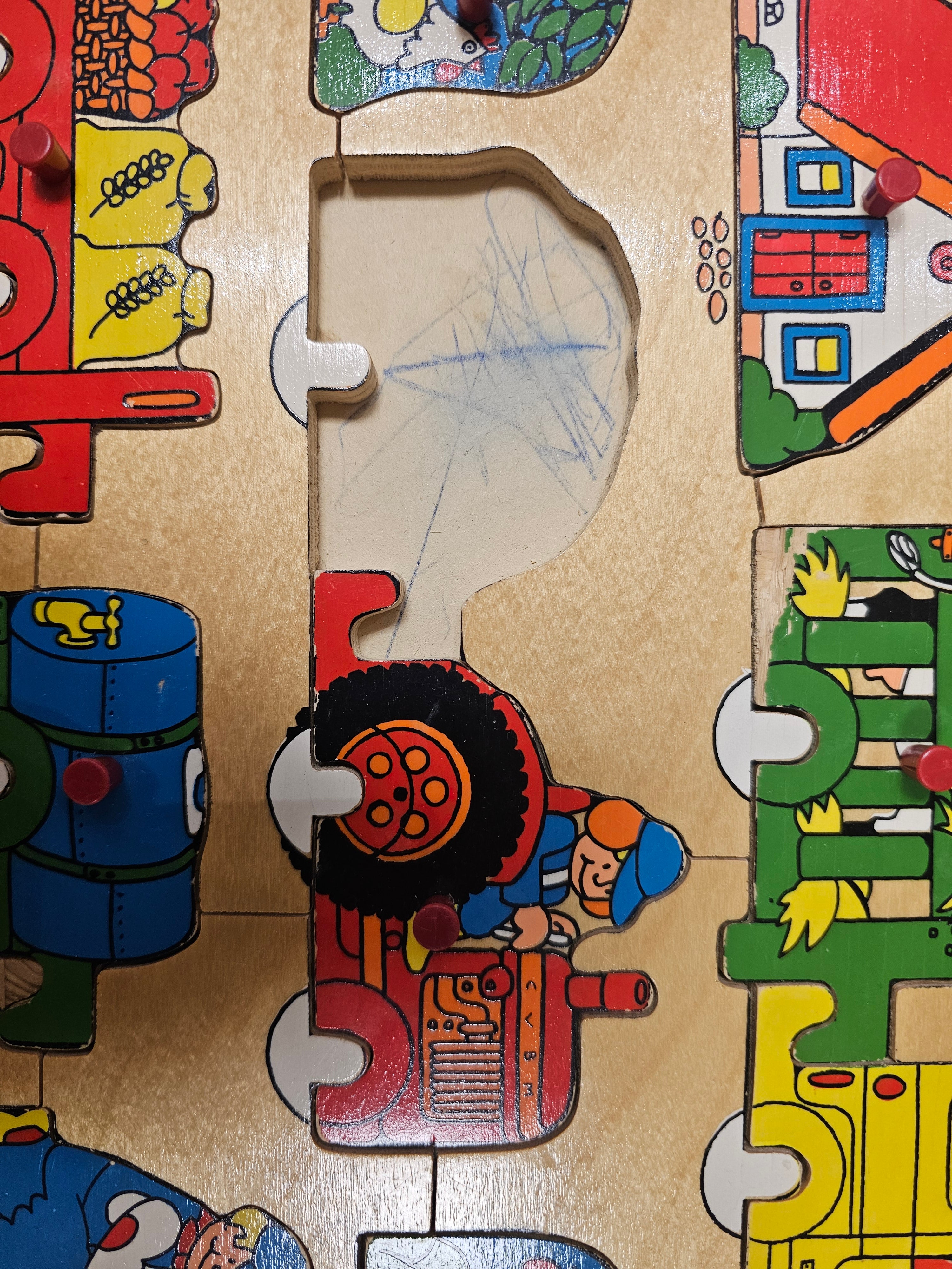 Simplex houten puzzel boerderij + wielen