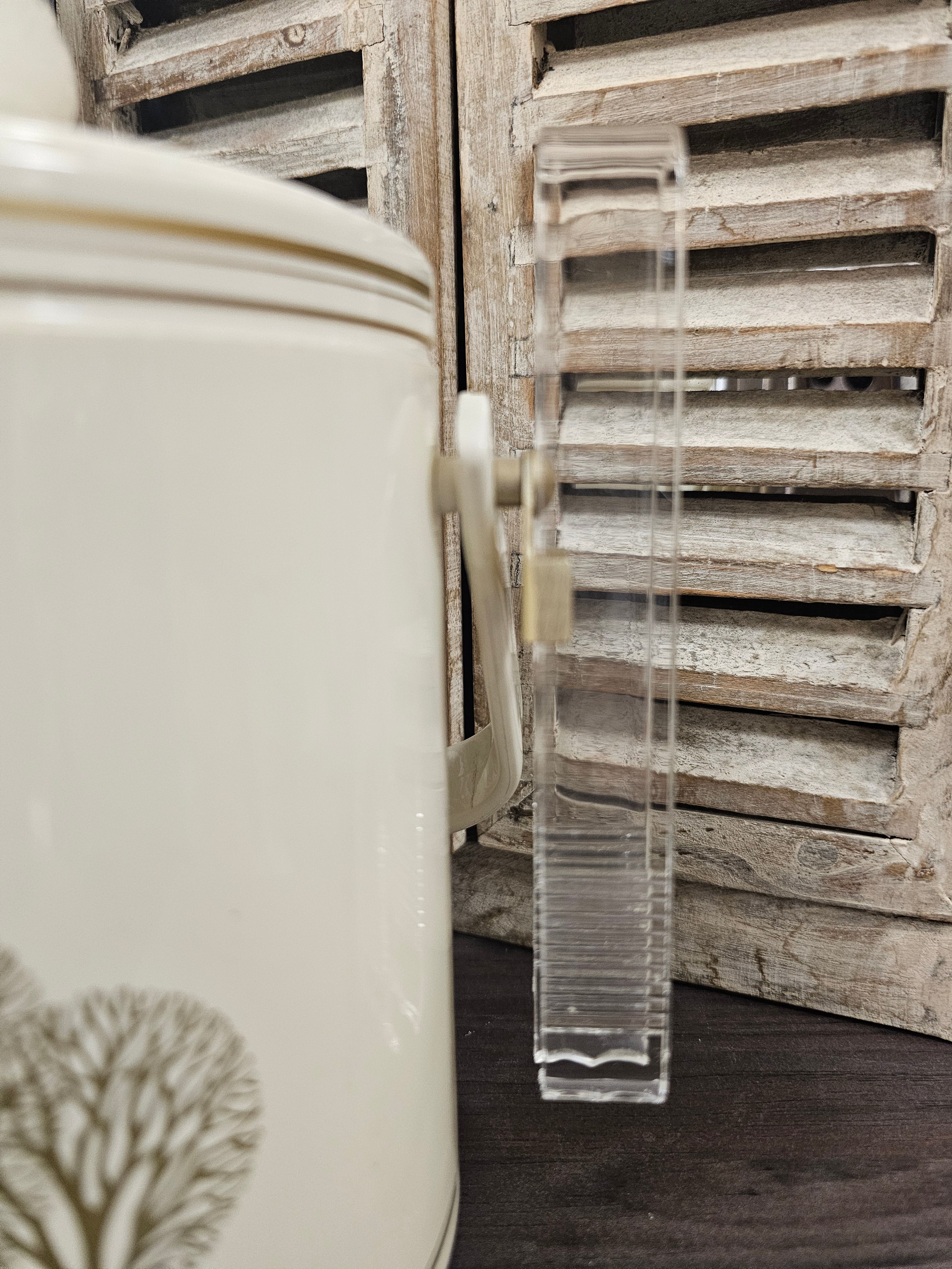 Vintage ijs-emmer cremewit met goudkleurige bomen